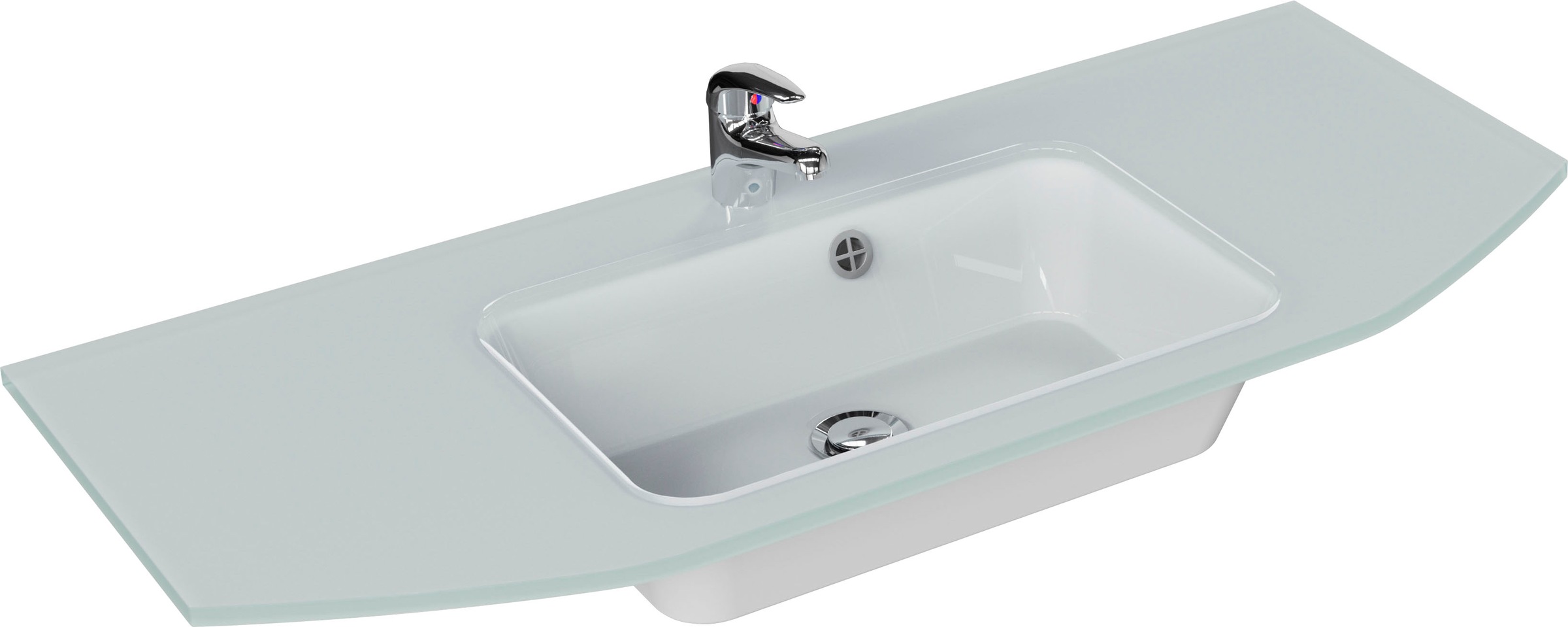 Saphir Badmöbel-Set »Quickset 5-teilig Glas-Waschtisch mit LED-Spiegelschrank, Bad-Set« 6 Stk. tlg.