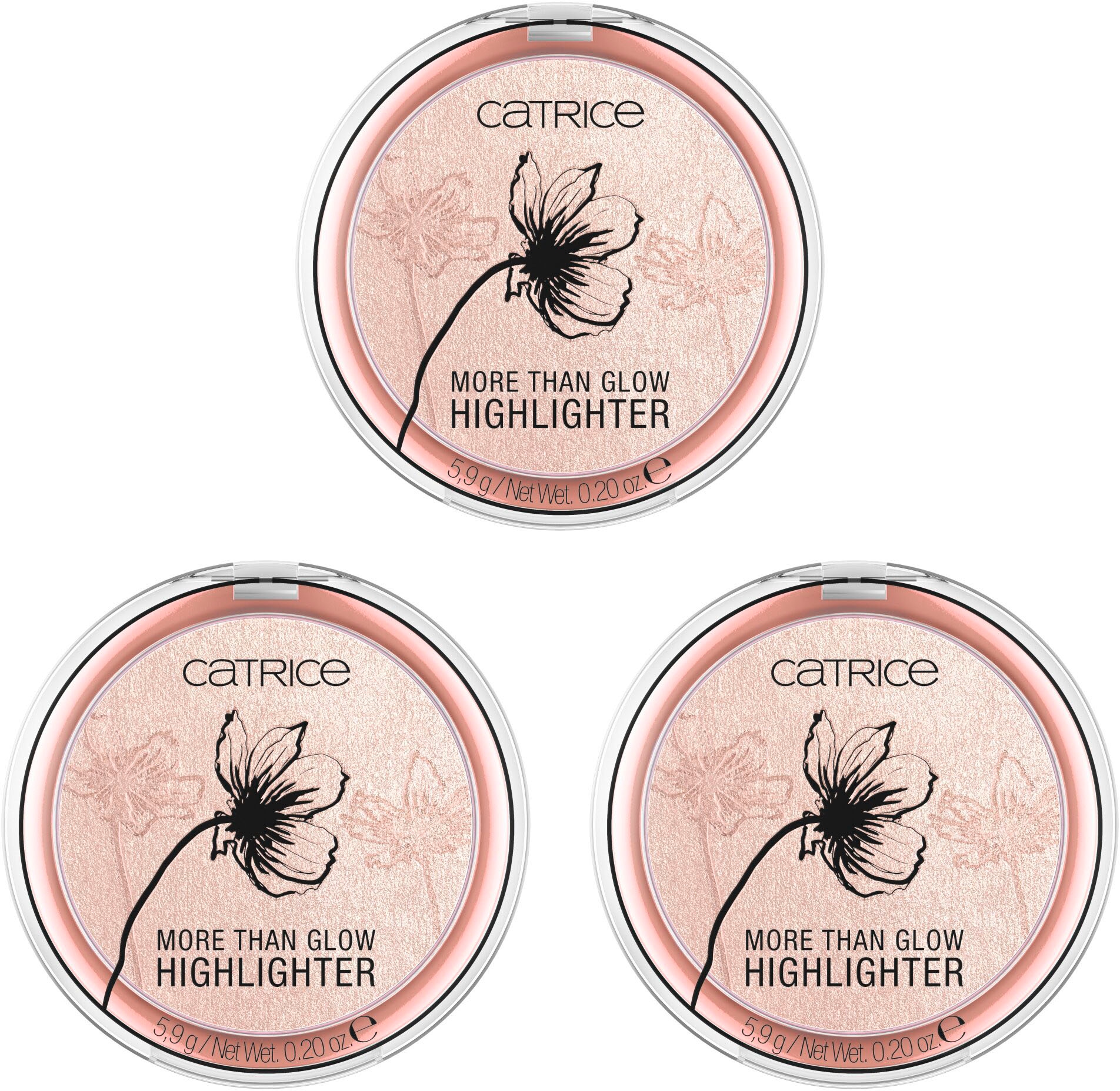 Catrice Highlighter »More Than Glow Highlighter«, (Packung, 3 tlg.), mit metallisch-glänzendem Schimmer-Effekt