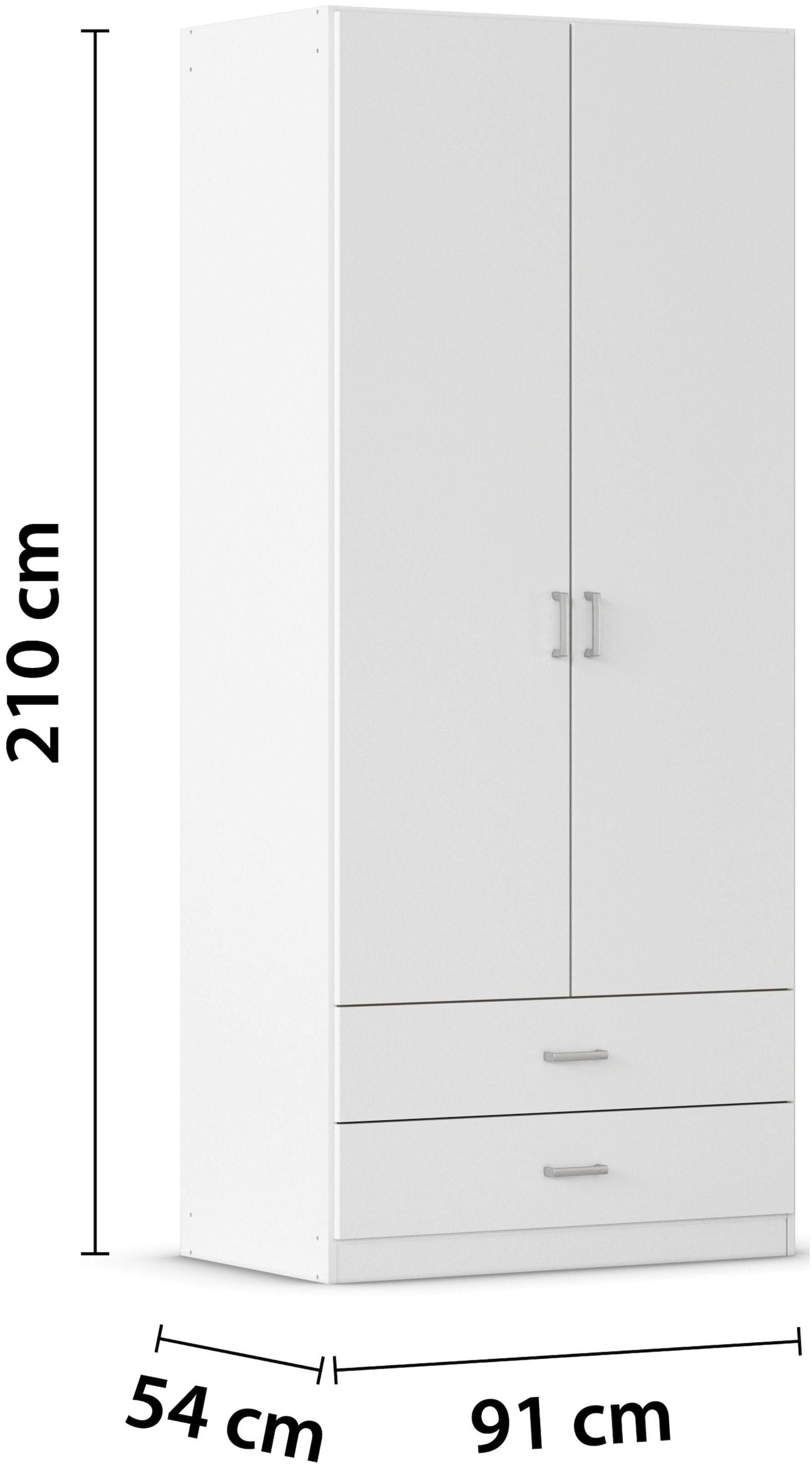 rauch Drehtürenschrank »Kleiderschrank Garderobe GAMMA Breite 91 cm« in 3 Ausstattungen BASIC/CLASSIC/PREMIUM (inkl. SOFT-CLOSE-Funktion),  mit Schubladen, verschiedene Griff-Varianten TOPSELLER MADE IN GERMANY