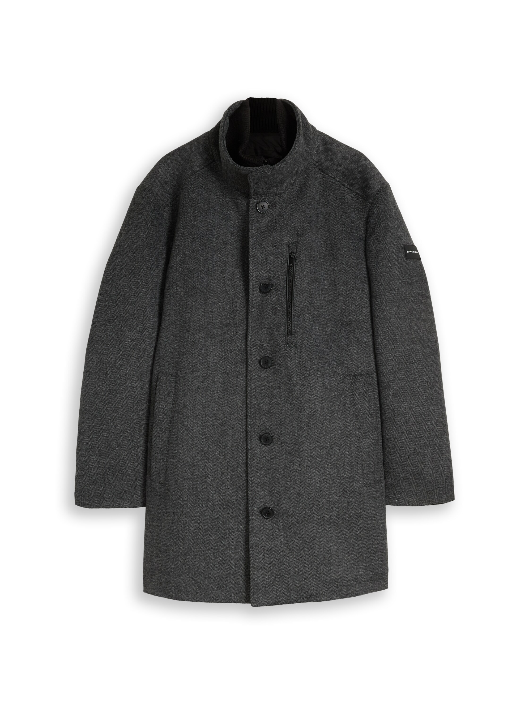 TOM TAILOR PLUS Kurzmantel mit Stehkragen und Knopfleiste / mit Wolle / Große Größen