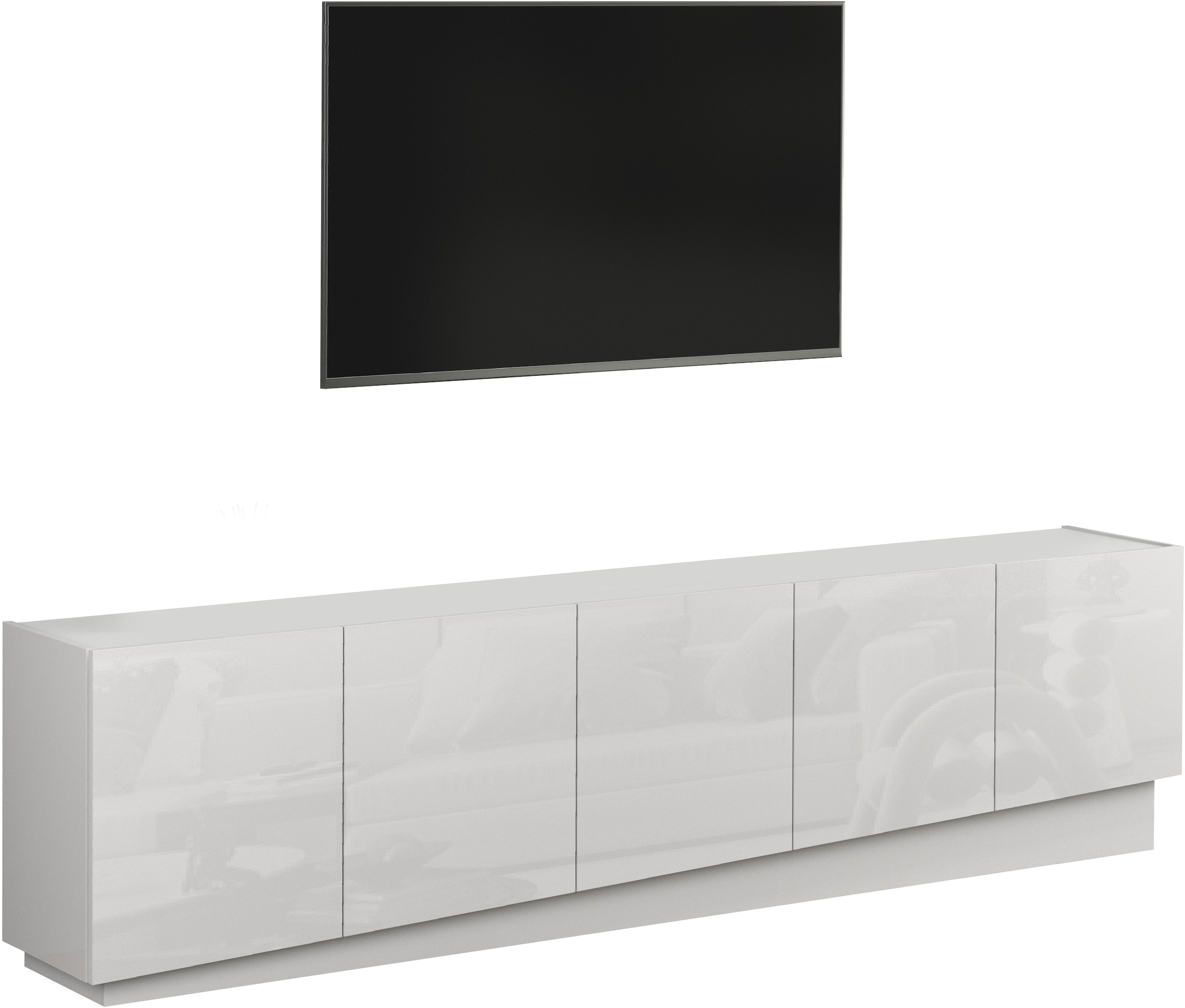 INOSIGN Lowboard »VELA, Höhe 60 cm, Breite 225 cm,Design mit schrägen Türen«, (1 St.), Made in Italy, Maße-B/T/H: 225x35x60, Lowboard, TV-Board, TV-Kommode