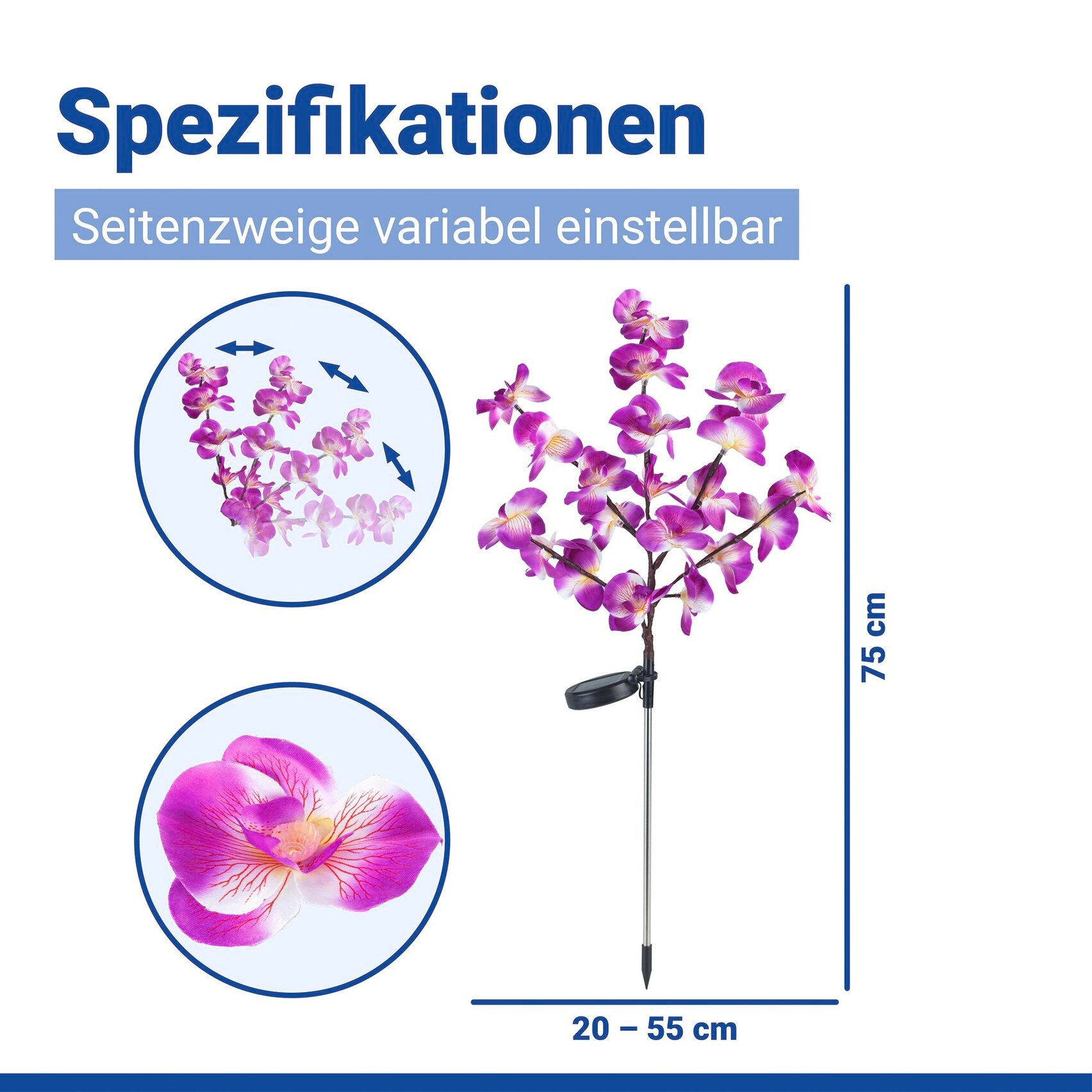 Maximex LED Gartenleuchte »Modell Orchidee« 2 Stk. Extra-Warmweiß LED Gartenstecker, solarbetriebene Gartenbeleuchtung, 2 Einstellungen