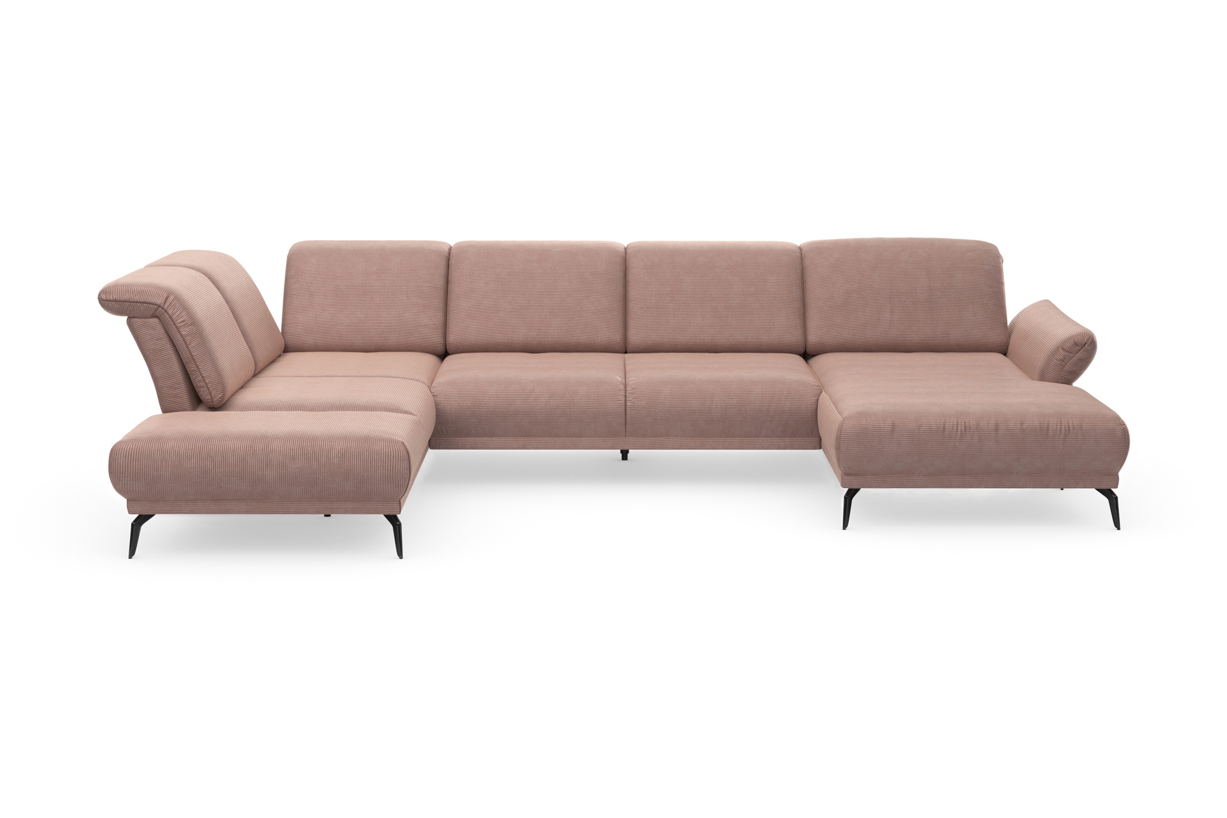INOSIGN Wohnlandschaft »Coco U-Form«, Sitztiefen-, Arm- und Kopfteilverstellung, Cord-Bezug, Fußhöhe 15 cm