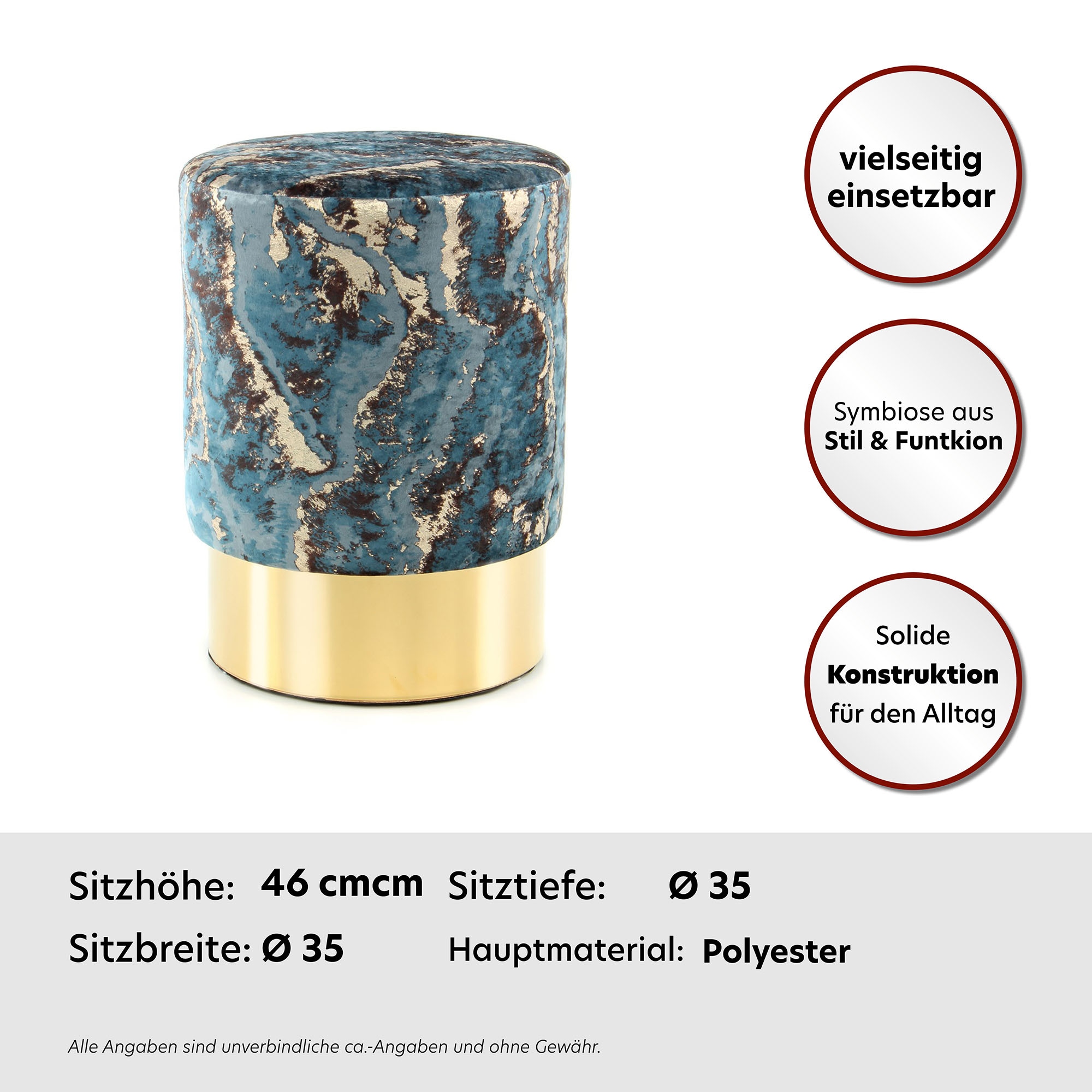 Kayoom Sitzhocker »Hocker Gipsy 325, stilvoller Sitzhocker, runde Form, stilvolles Design« 1 Stk. tlg. facettenreich, platzsparend, vielfältig einsetzbar, weiche Polsterung