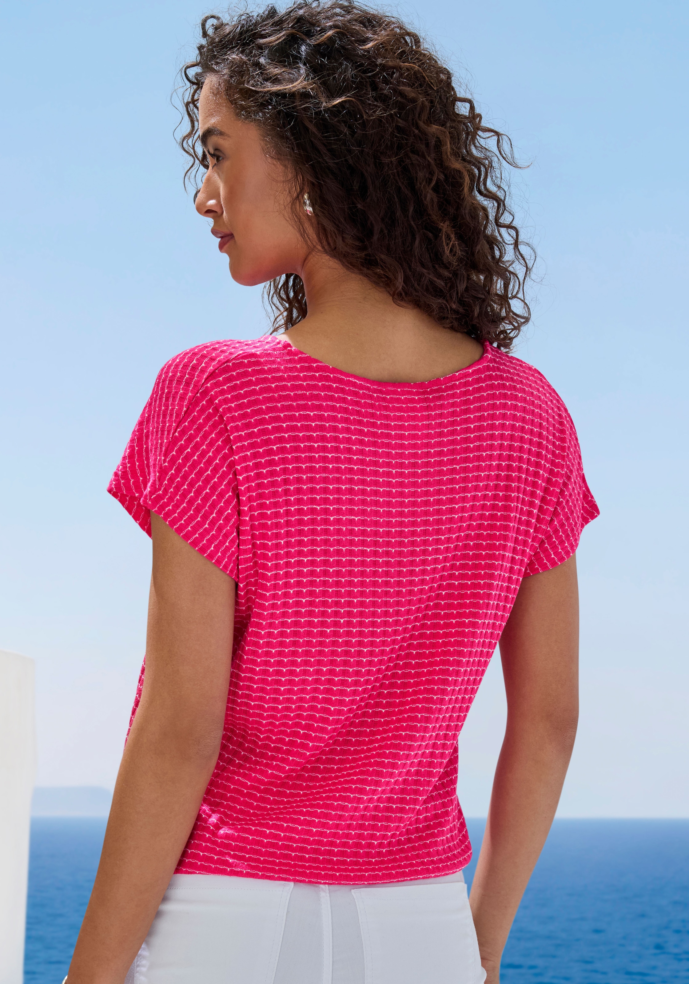 Vivance Kurzarmshirt »aus strukturierter Strickqualität«, (Set), mit schönem Muster aus Strick