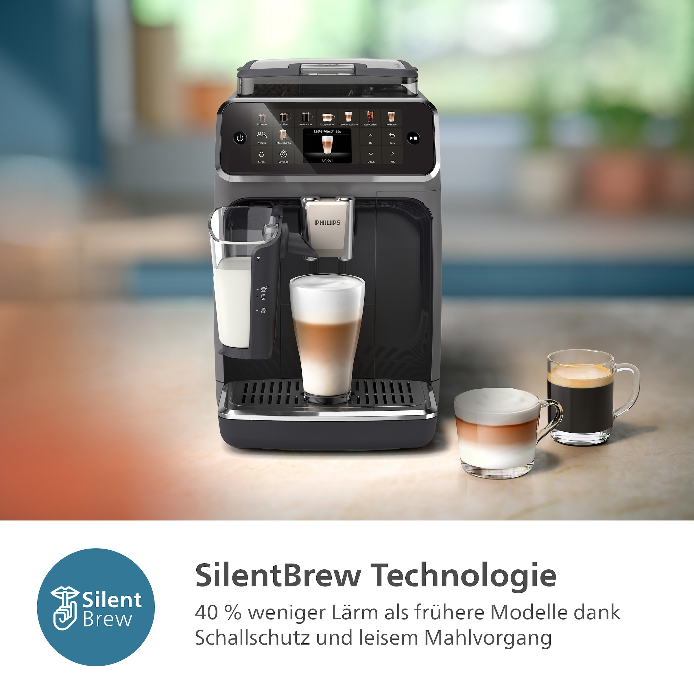 Philips Kaffeevollautomat »EP5547/90 5500 Series, 20 Kaffeespezialitäten (heiß oder eisgekühlt)«, LatteGo-Milchsystem, SilentBrew Technologie