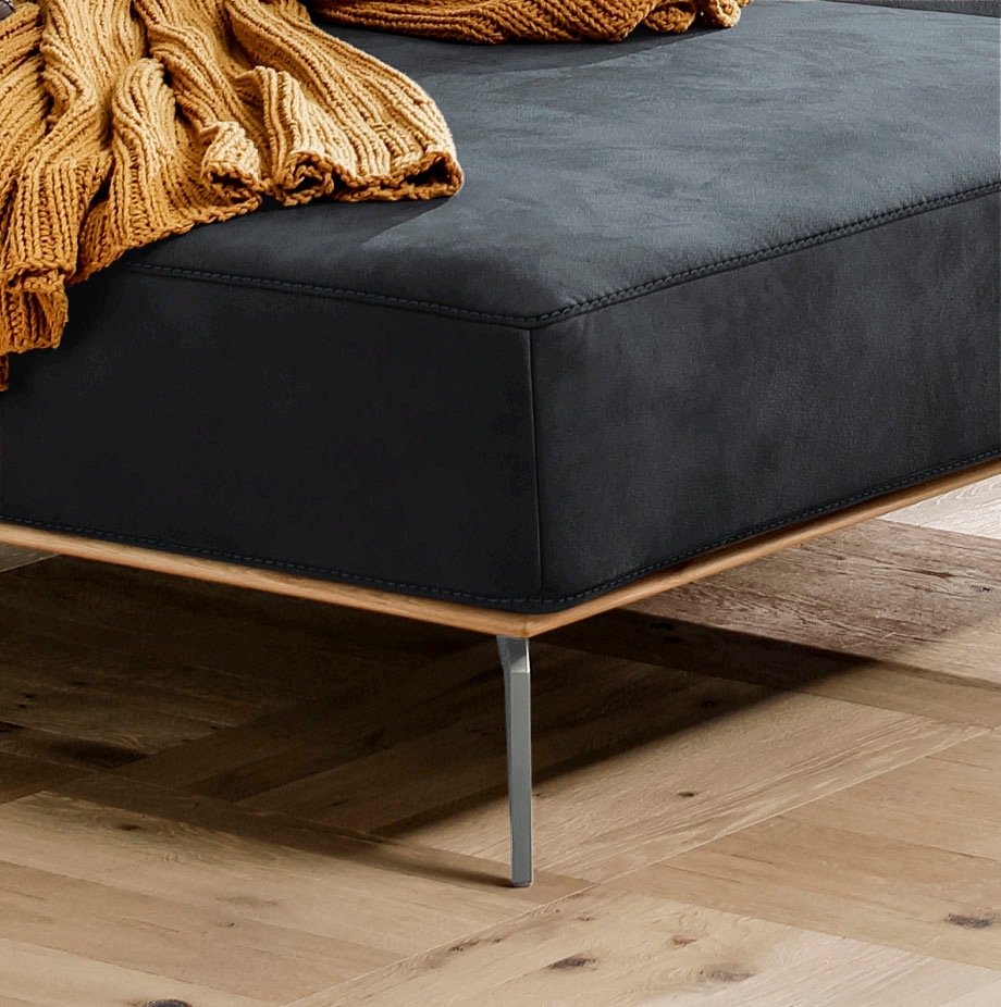 W.SCHILLIG Ecksofa »run, Designsofa mit tollem Sitzkomfort, bequem, L-Form«, mit elegantem Holzsockel, Füße in Silber matt, Breite 299 cm
