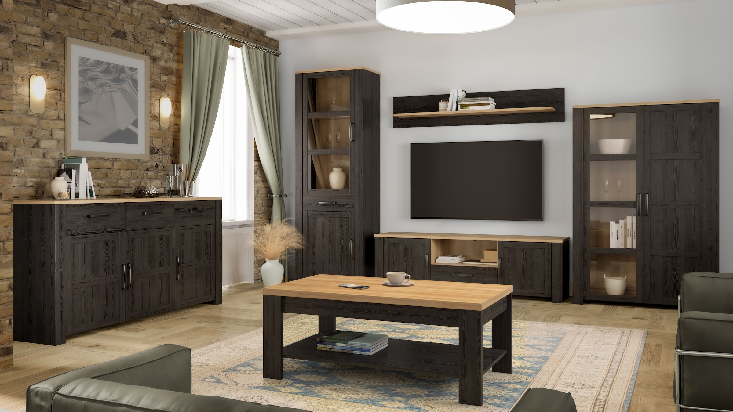 FORTE Highboard »Bohol, Vitrine mit Glastüre, viel Stauraum« B/H/T 106,4/160,6/42 cm Beleuchtung optional bestellbar