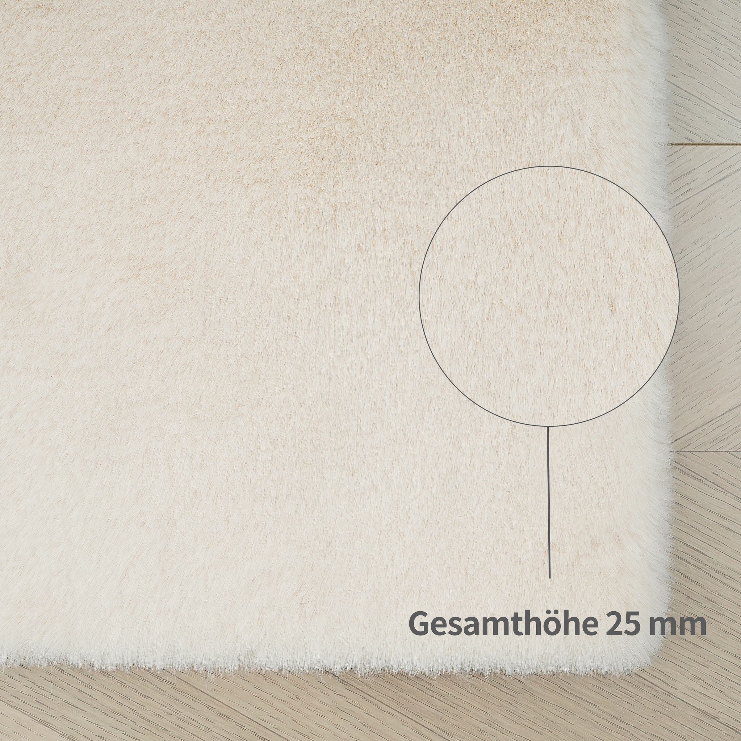 Bruno Banani Fellteppich »Rabbit 2, Kunstfell Teppich, Modern«, rechteckig, 25 mm Höhe, Kaninchenfell-Haptik, sehr weich, Wohnzimmer, Schlafzimmer, Esszimmer