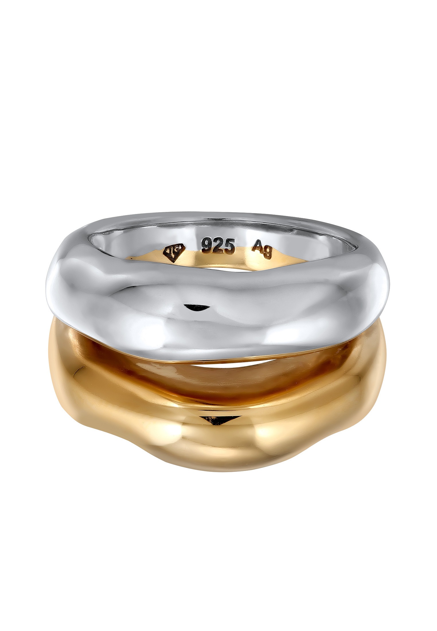 Elli Premium Silberring »Ring Bandring Bicolor Organic Look 925 Sterling Silber vergoldet«