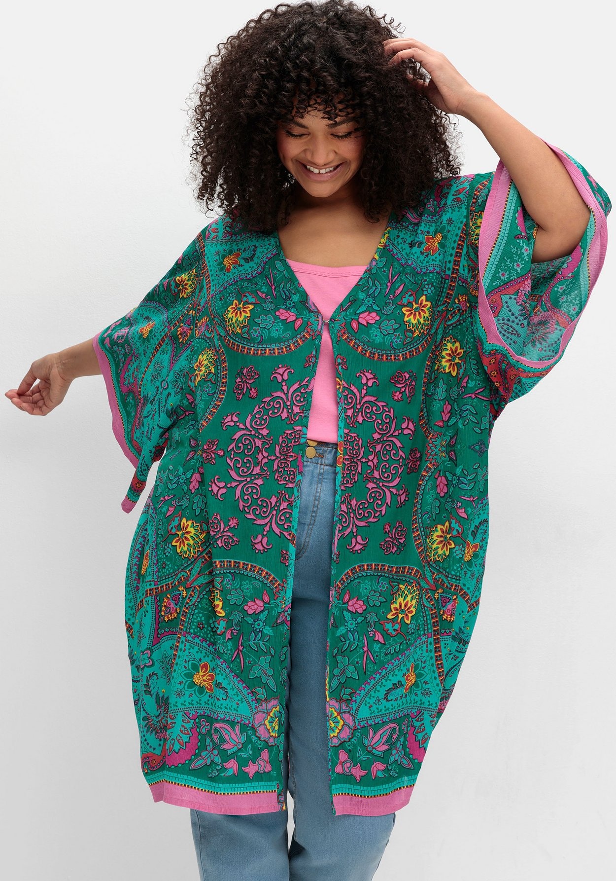Sheego Longbluse »Lange Blusenjacke mit Ornament- und Bordürenprint«