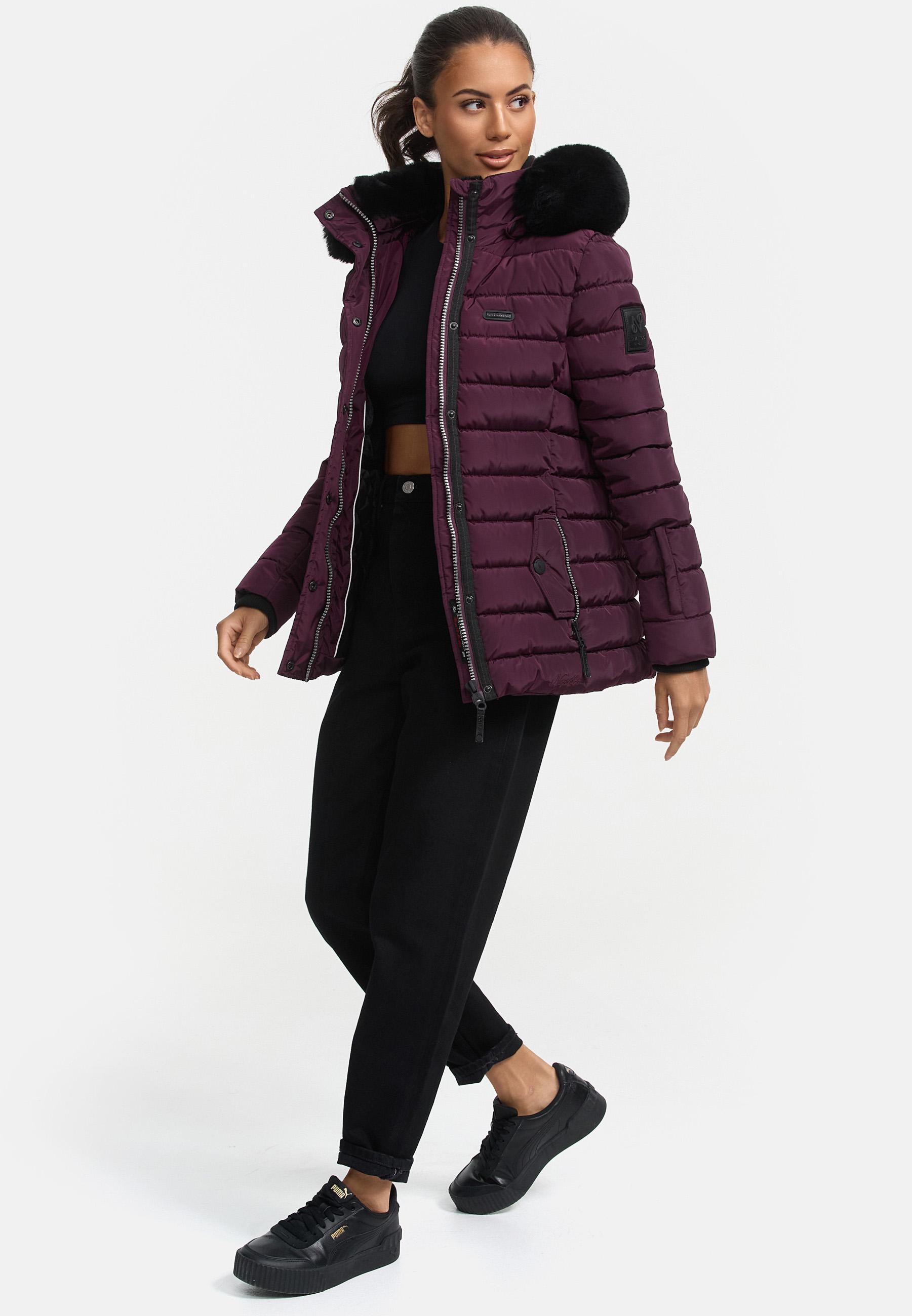 Navahoo Steppjacke »Winterjacke Milianaa« mit Kapuze Edle Winterjacke mit weicher Kunstfell-Kapuze