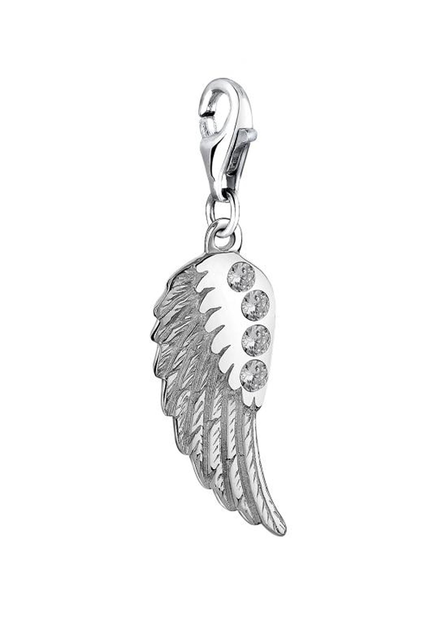 Nenalina Charm-Einhänger »Charm Anhänger Flügel Zirkonia Glücksbringer 925 Silber«
