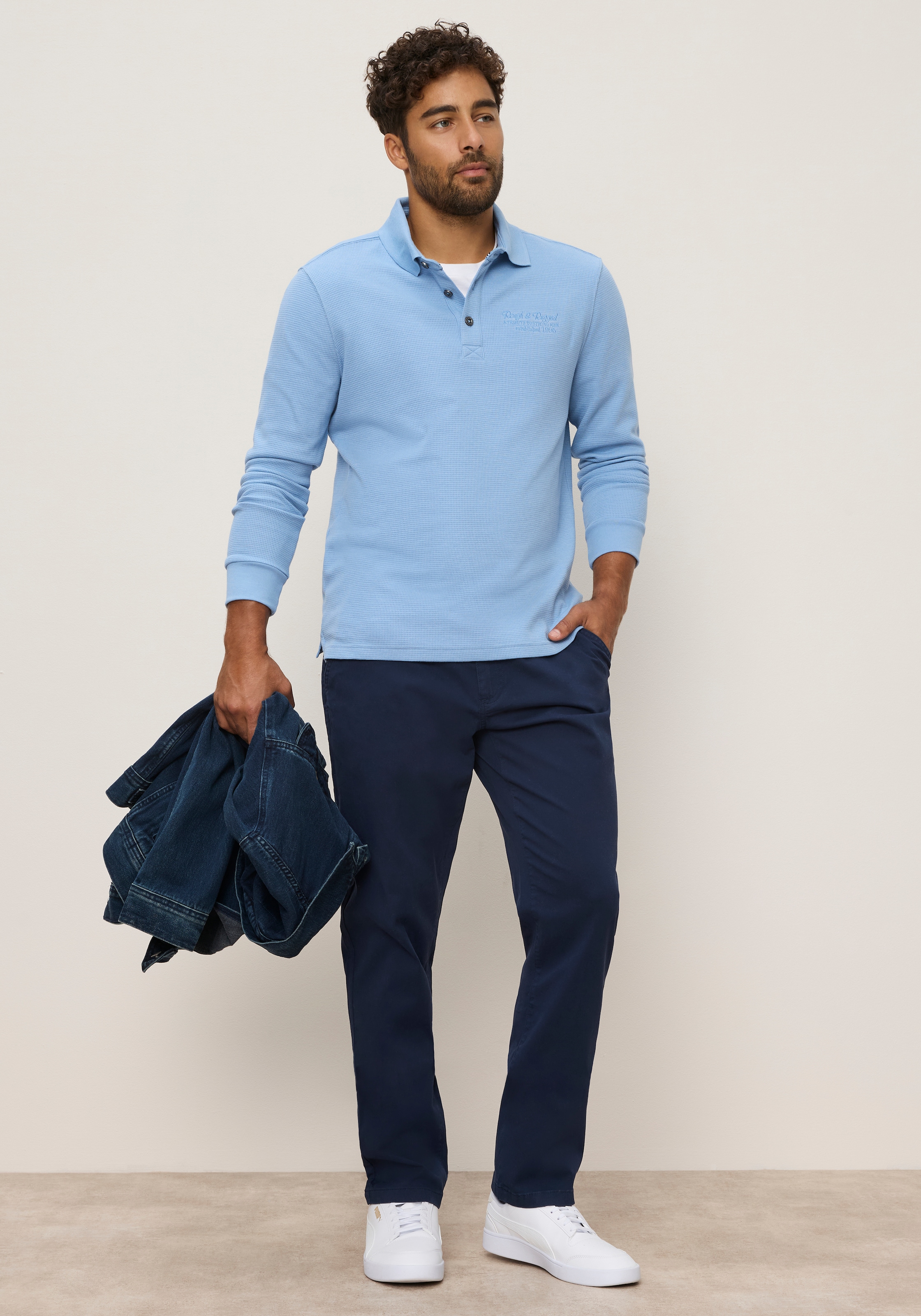 Man's World Poloshirt normale Passform, mit Langarm, klassischer Stil