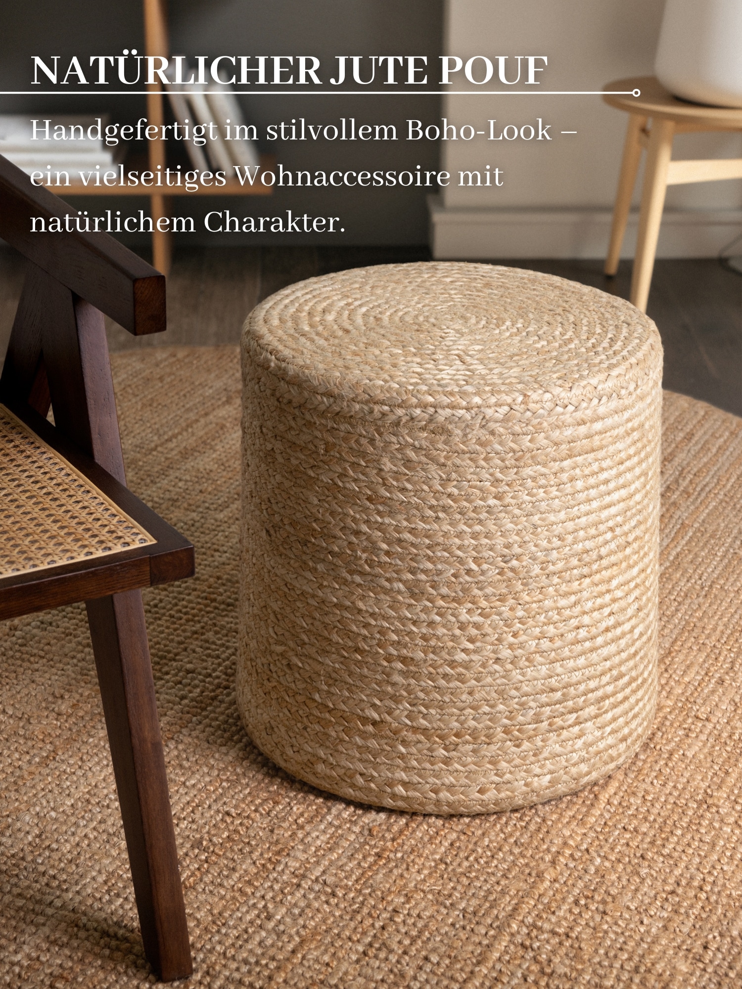 HANSE Home Pouf »Jutta, Jute«, (1 St.), Jute, Natur, Wohnzimmer, Esszimmer, Schlafzimmer, Flur, Modern, Boho