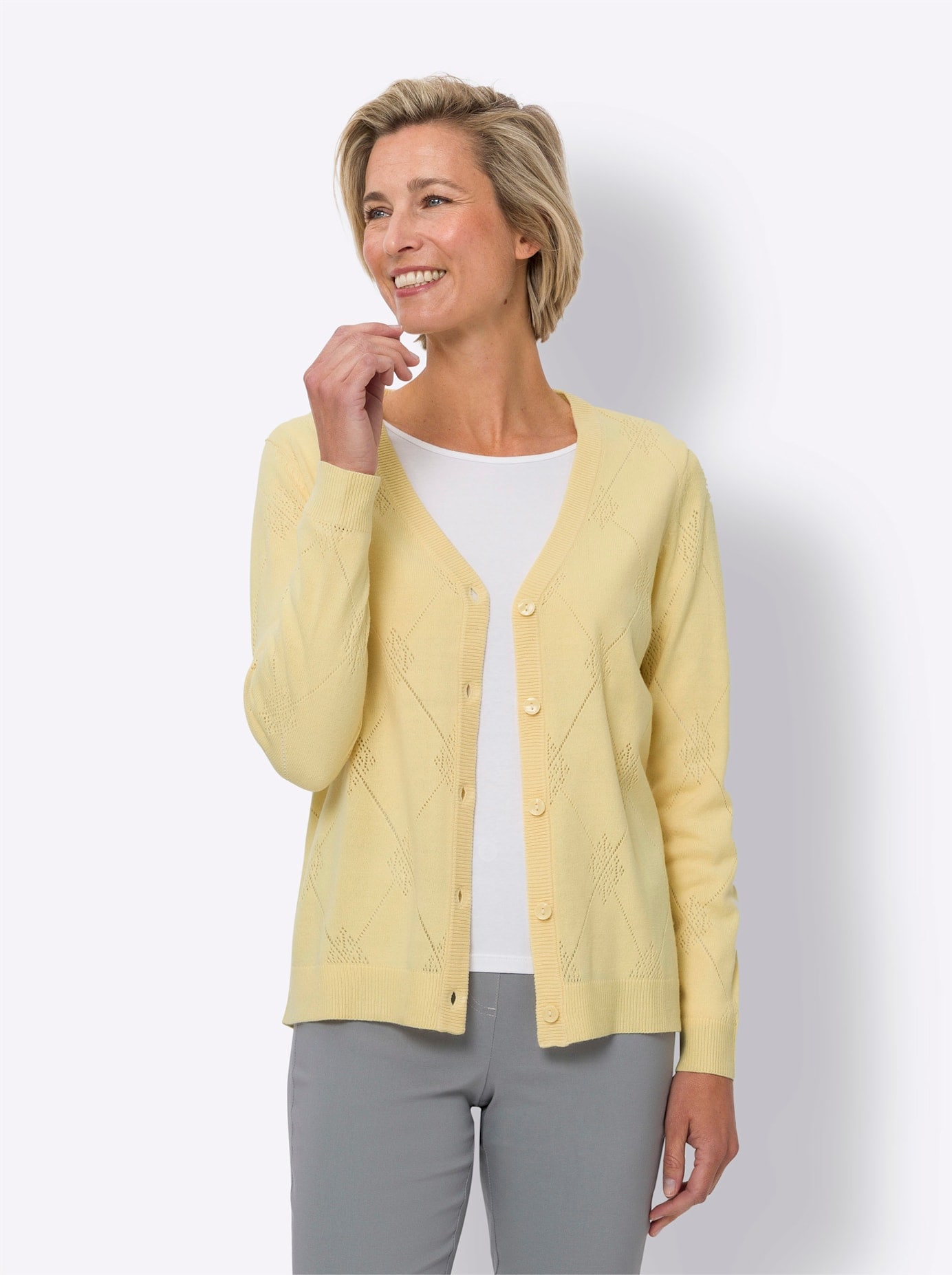 Classic Basics Ajourstrickjacke