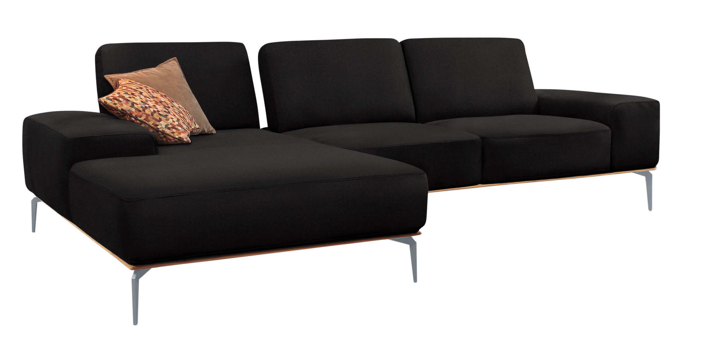 W.SCHILLIG Ecksofa »run, Designsofa mit tollem Sitzkomfort, bequem, L-Form«, mit elegantem Holzsockel, Füße in Silber matt, Breite 319 cm
