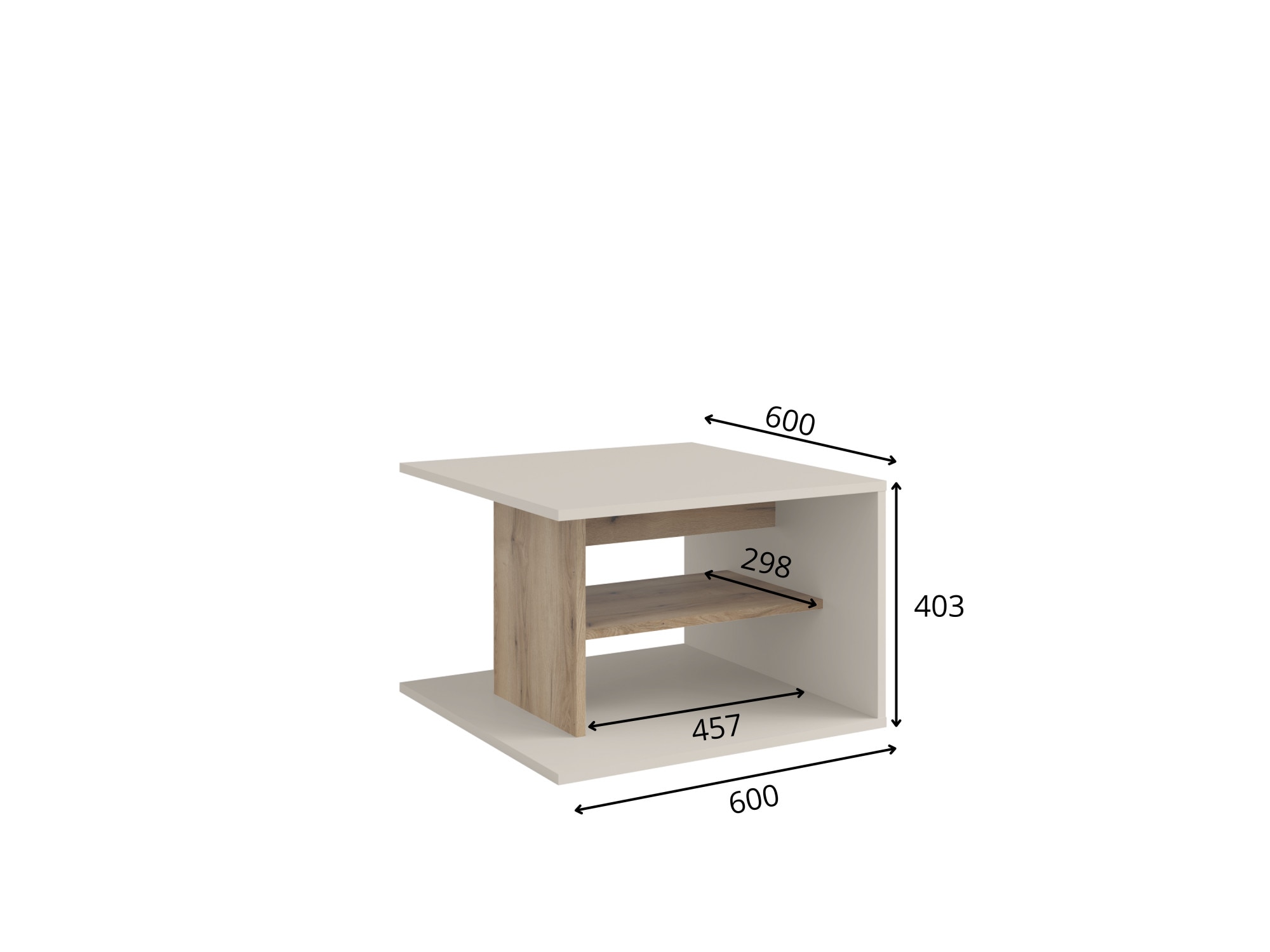 Home affaire Couchtisch »LUMIA Kaffeetisch mit viel Stauraum, 60x60cm, modernes Design« Beistelltisch mit Ablagefläche, Kaschmir/Natureiche