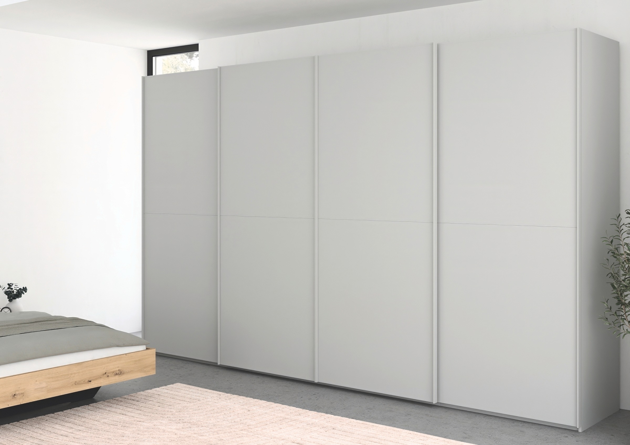 rauch Schwebetürenschrank »Kleiderschrank Schrank Garderobe Schlafzimmerschrank SCALE-DUO«, edle zweigeteilte Türen und 3 Zierleisten MADE IN GERMANY