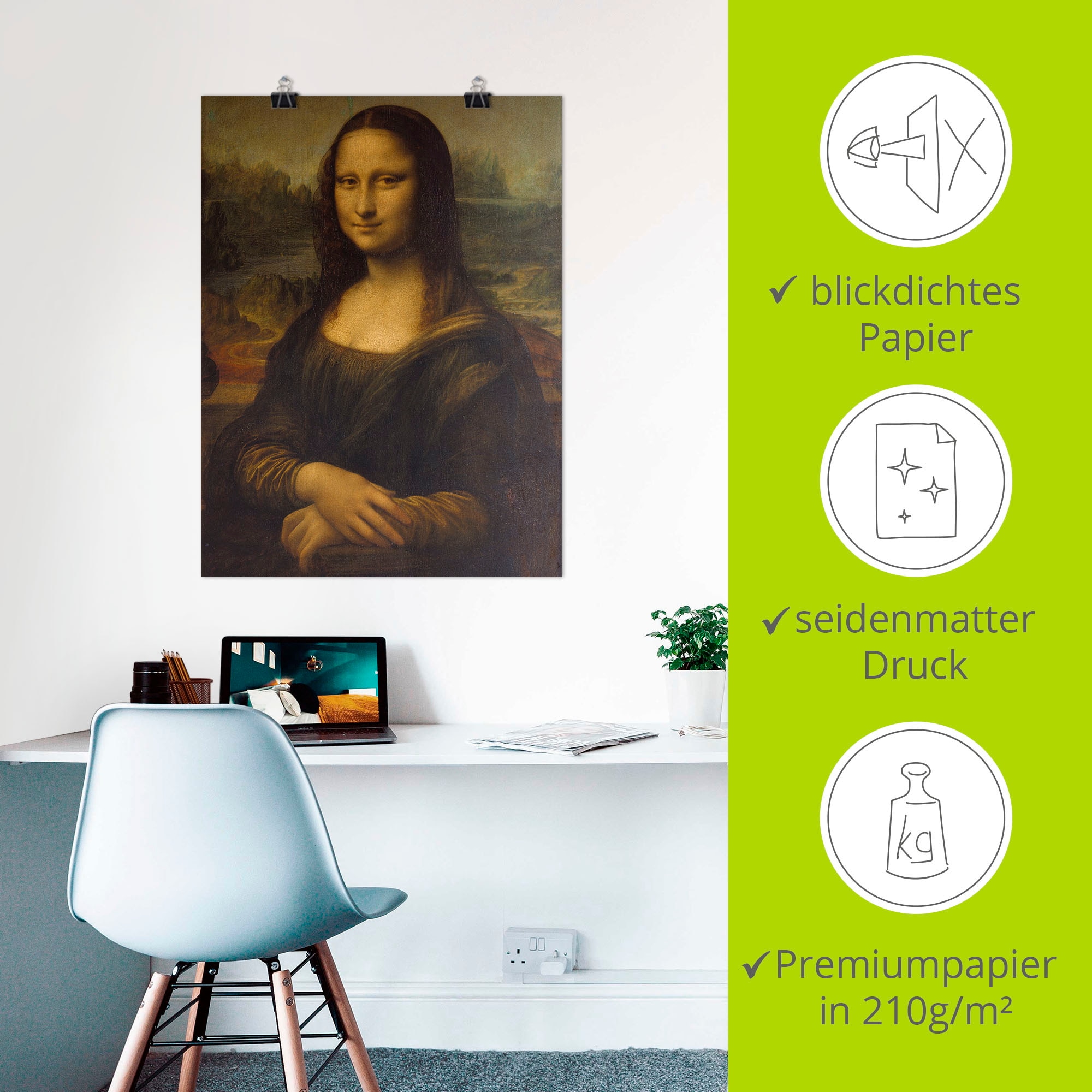 Artland Wandbild »Mona Lisa. Um 1503«, Porträts, (1 St.), als Leinwandbild, Poster in verschied. Größen