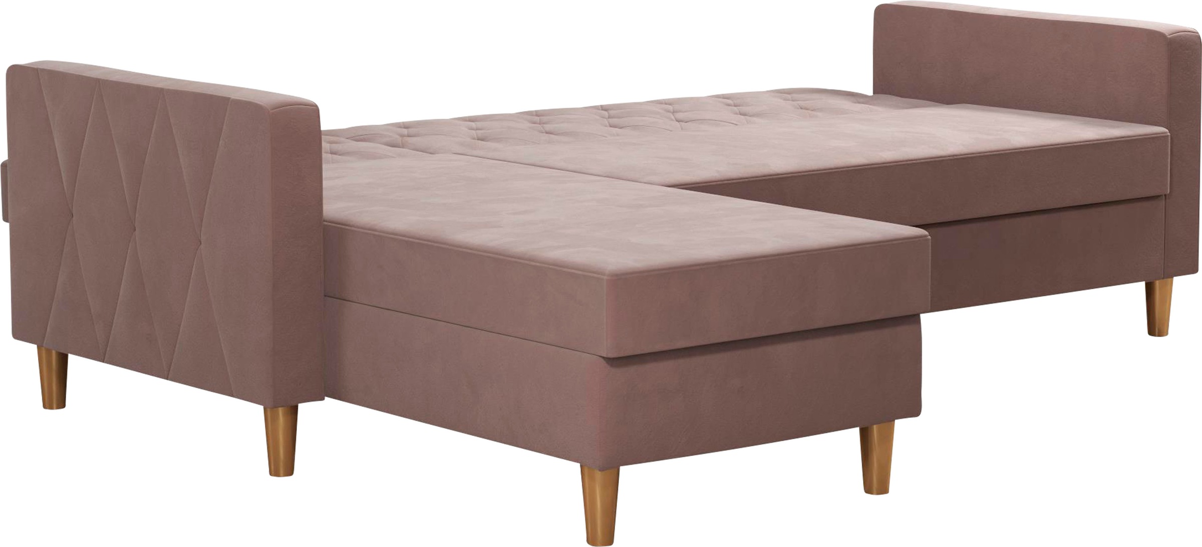 Cosmo Living Ecksofa »Liberty«, mit Schlafffunktion, Recamiere mit Stauraum beidseitig montierbar