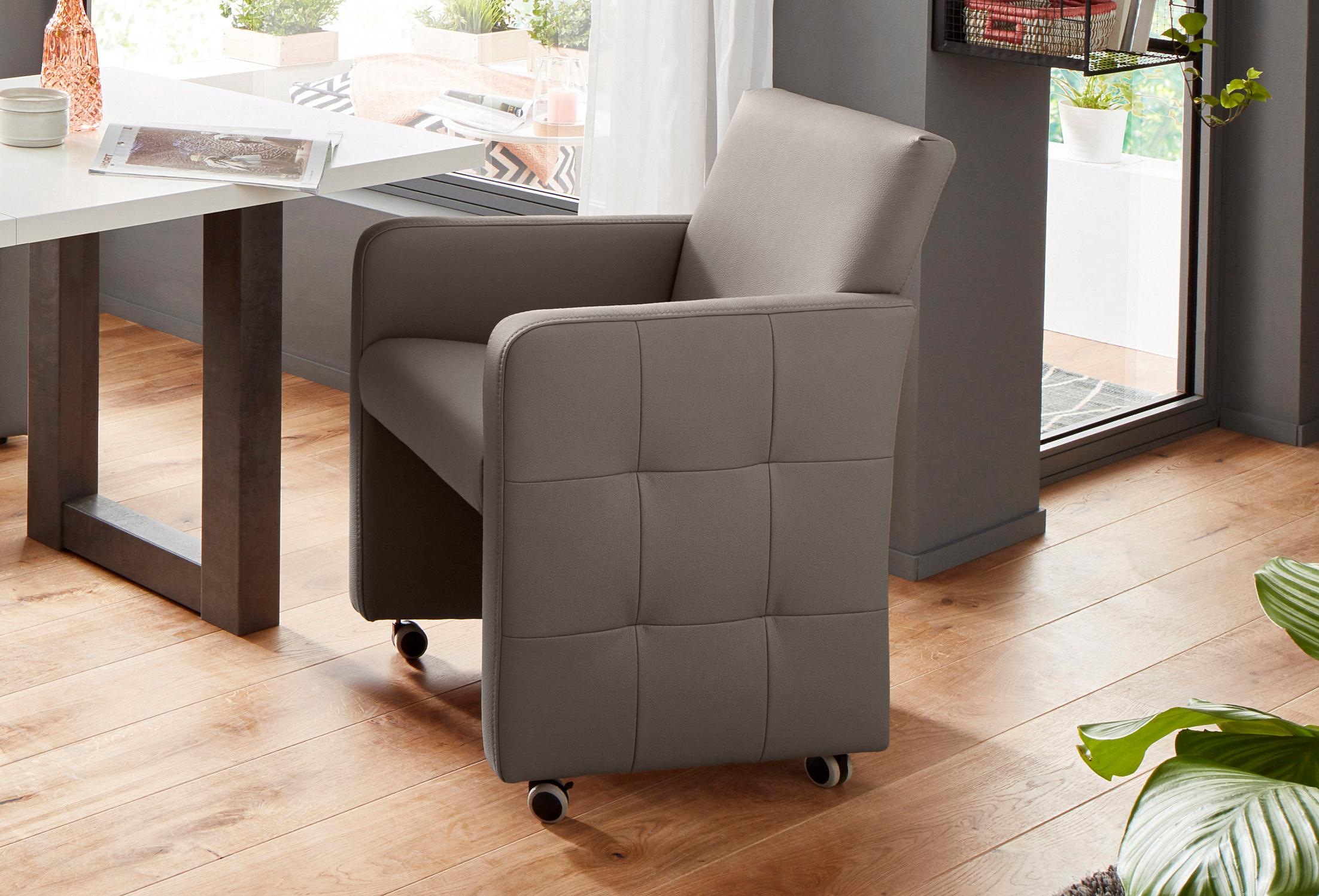exxpo - sofa fashion Sessel »Barista Clubsessel auf Rollen, schmale Armlehnen, aktuelles Design«, bequem und komfortabel, Breite 61 cm