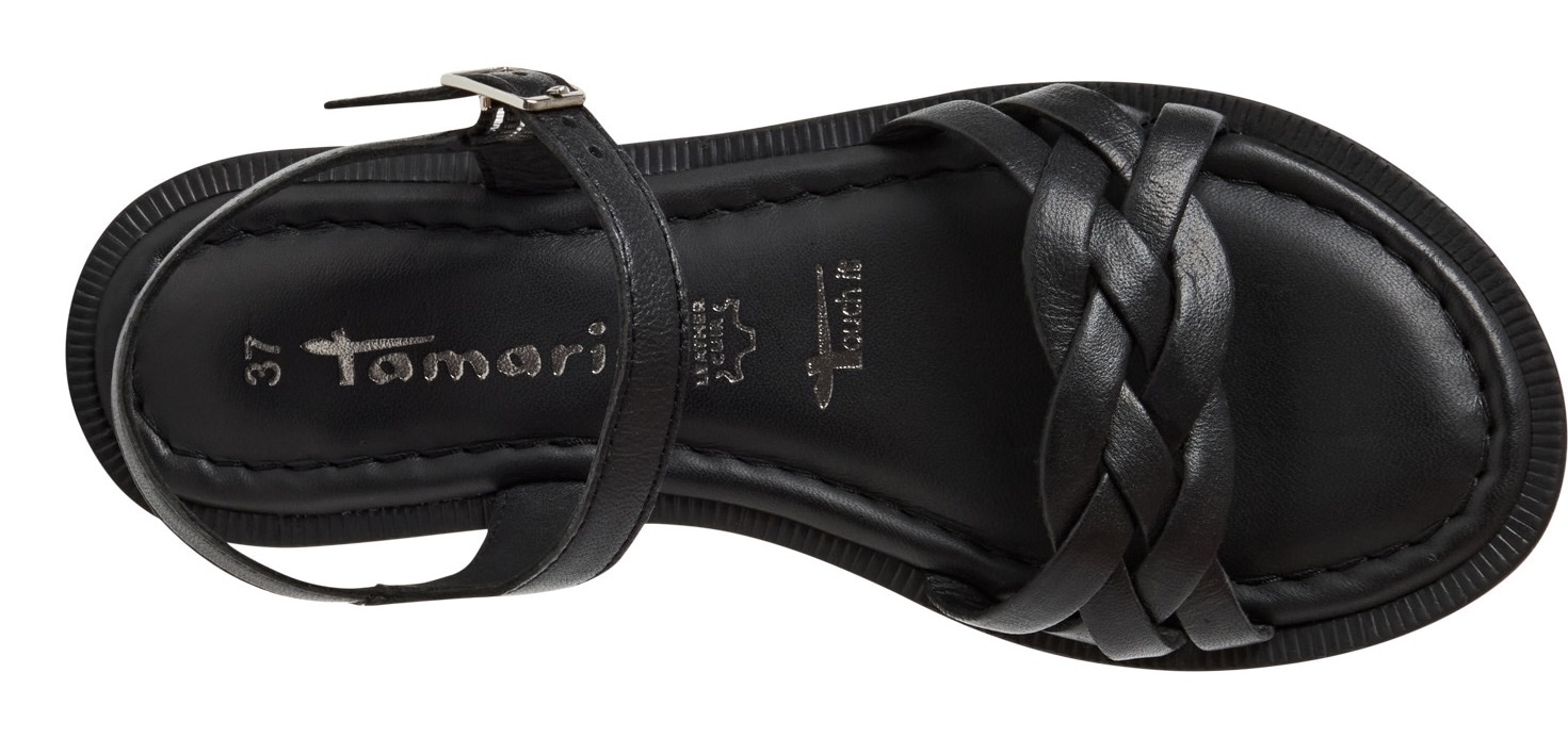 Tamaris Riemchensandale, Sandalette, Sommerschuh mit Riemchen in Flechtoptik