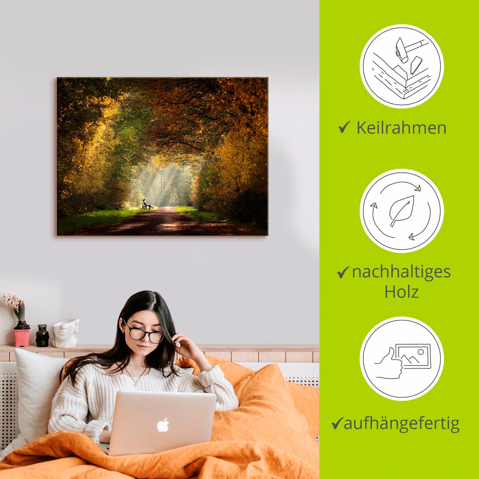 Artland Wandbild »Licht am Ende des Tunnels...«, Wald, (1 St.), als Leinwandbild, Wandaufkleber in verschied. Größen