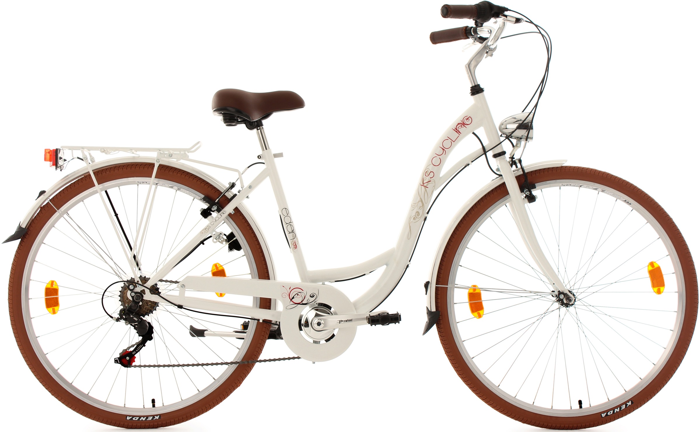 Ks Cycling Cityrad »Eden« 6 Gang Shimano Tourney RD-TZ 50 Schaltwerk Kettenschaltung für Damen und Herren in weiß, Größe 28 Zoll (71,12 cm)