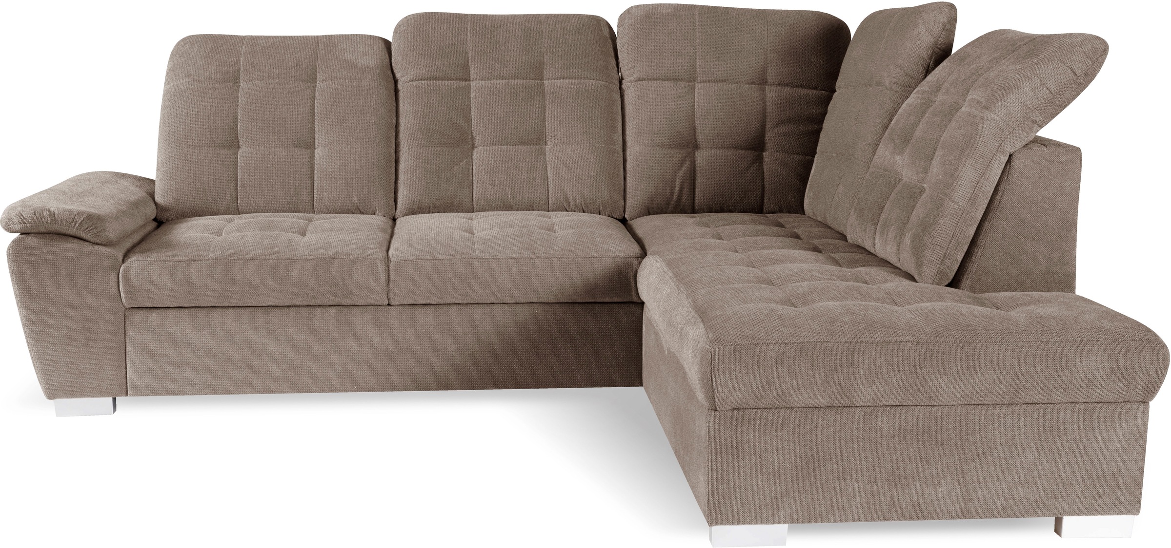 WERK2 Ecksofa »Brindisi, Multifunktion, bequem & komfortabel, Breite 263cm, L-Form«, mit verstellbaren Kopfteilen, Bettfunktion & Bettkasten