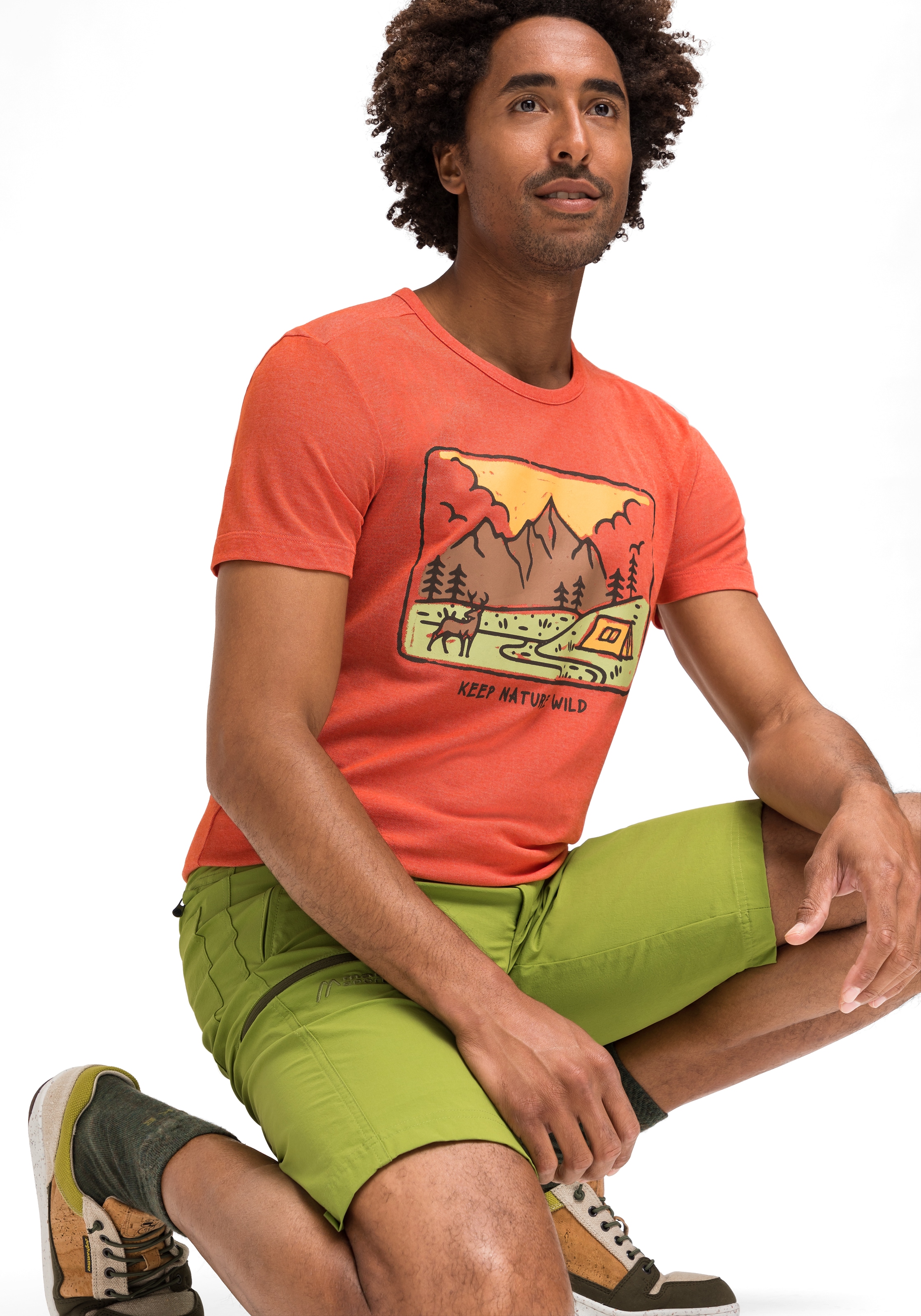 Maier Sports T-Shirt »Burgeis 16 M«, Herren Kurzarmshirt mit Print für Wandern und Freizeit