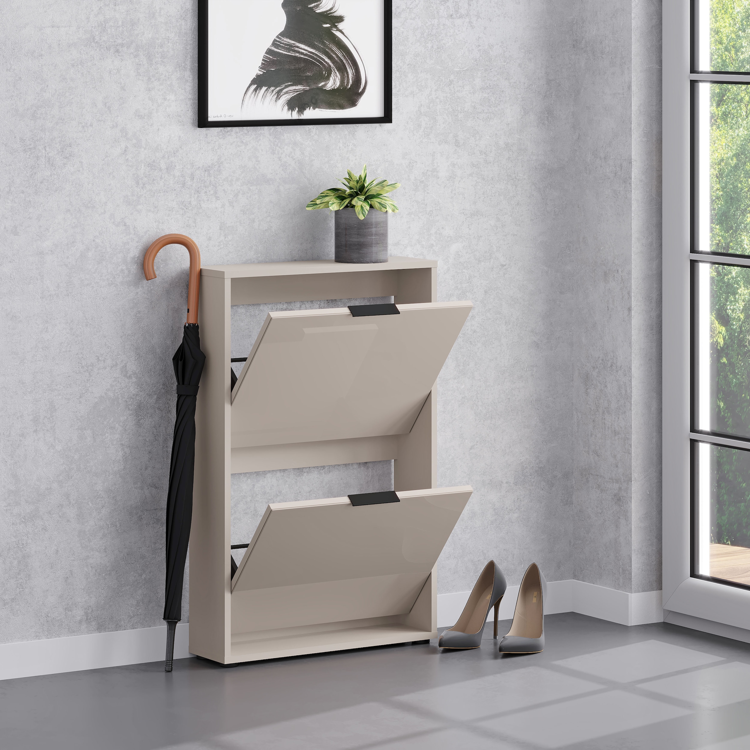 HBZ Schuhkipper »Jana Schuhkipper, Glasfronten, Metallgriffe« 1 Stk. tlg. Breite 60cm, Glasfront, Metallgriffe