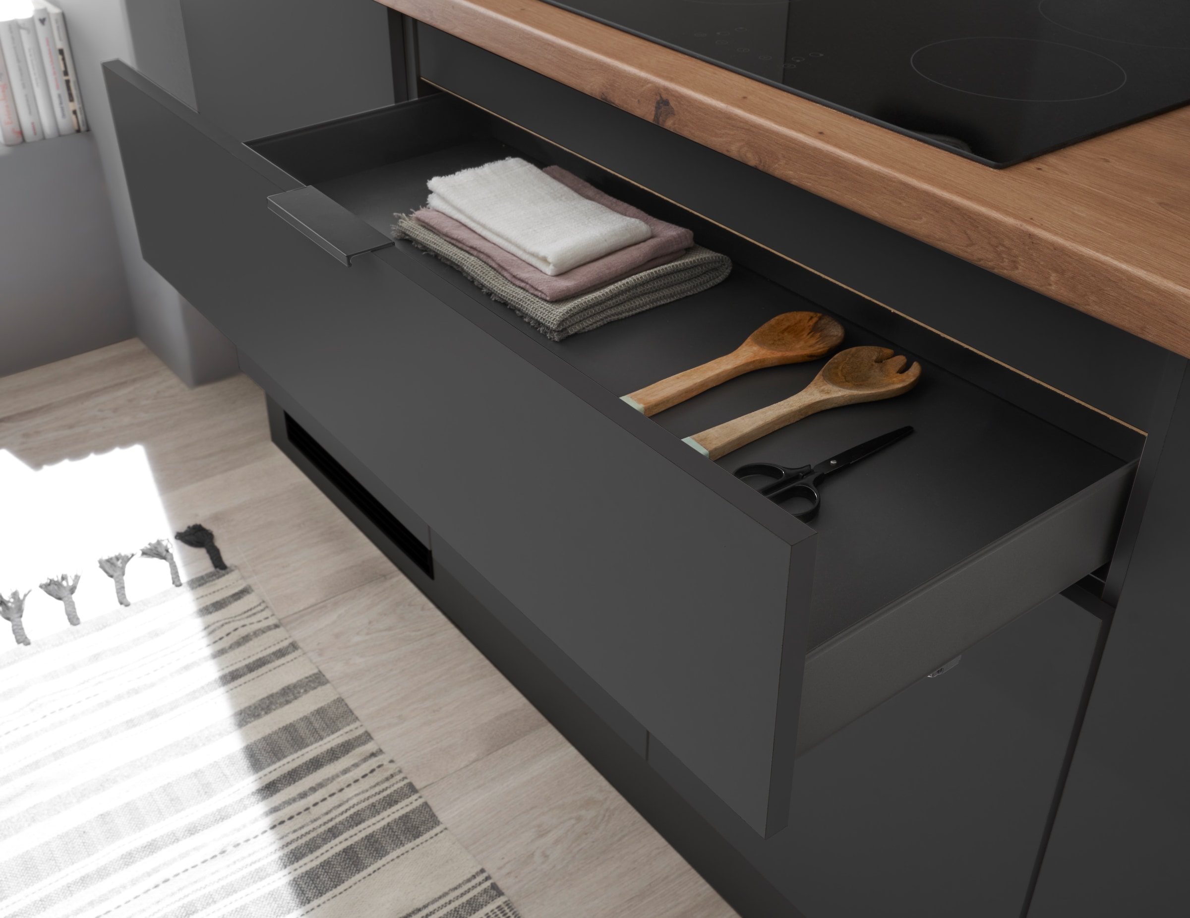 KOCHSTATION Küchenzeile »KS-Georgia, mit 38mm starker Arbeitsplatte«, Breite 250 cm, wahlweise mit E-Geräten und Kühlschrank