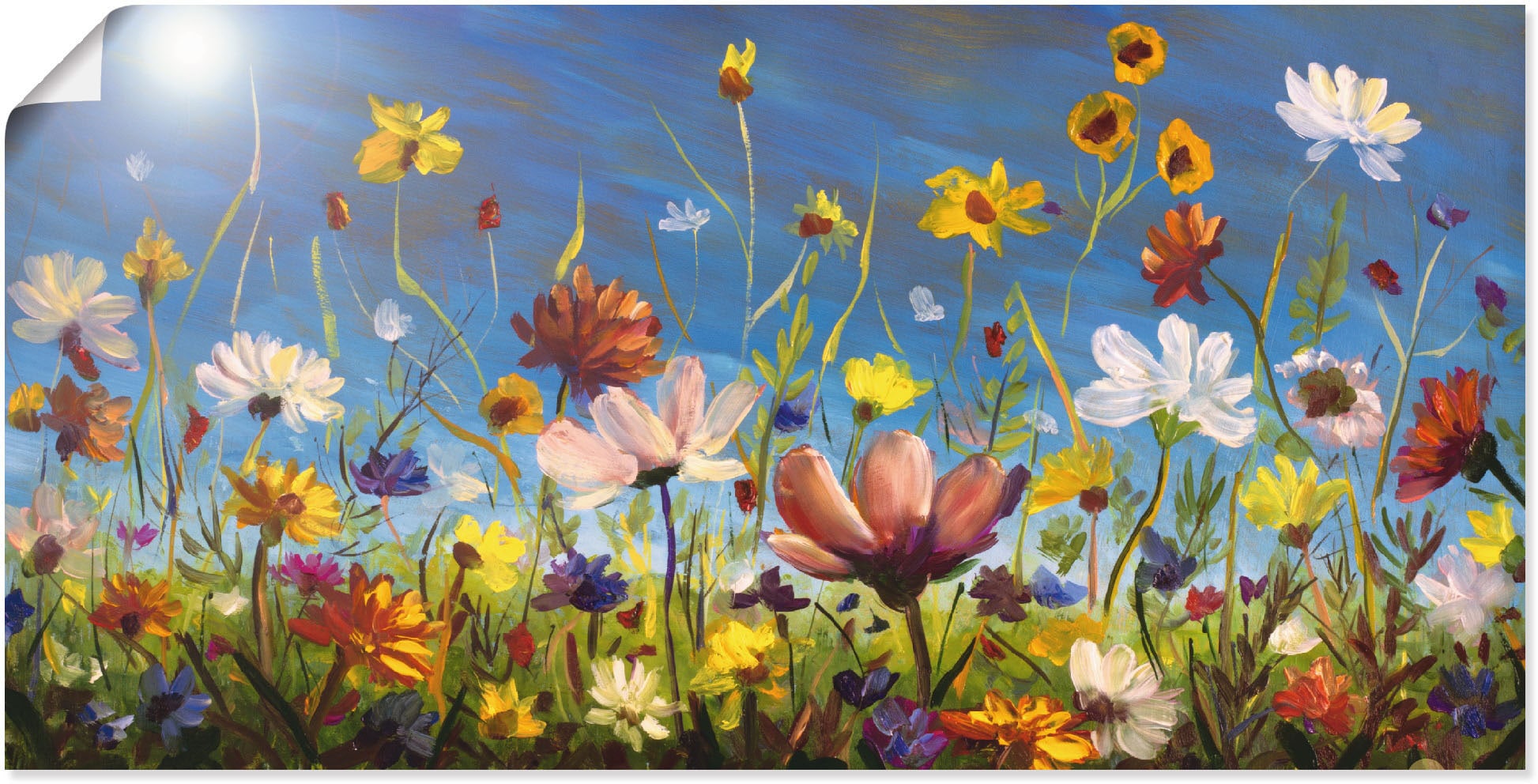 Artland Wandbild »Wildblumenwiese blauer Himmel«, Blumenwiese, (1 St.), als Alubild, Outdoorbild, Leinwandbild, Poster, Wandaufkleber