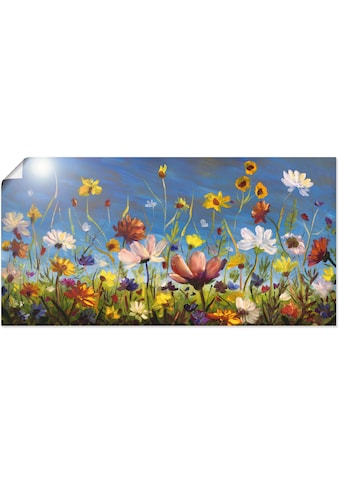 Wandbild »Wildblumenwiese blauer Himmel«, Blumenwiese, (1 St.)