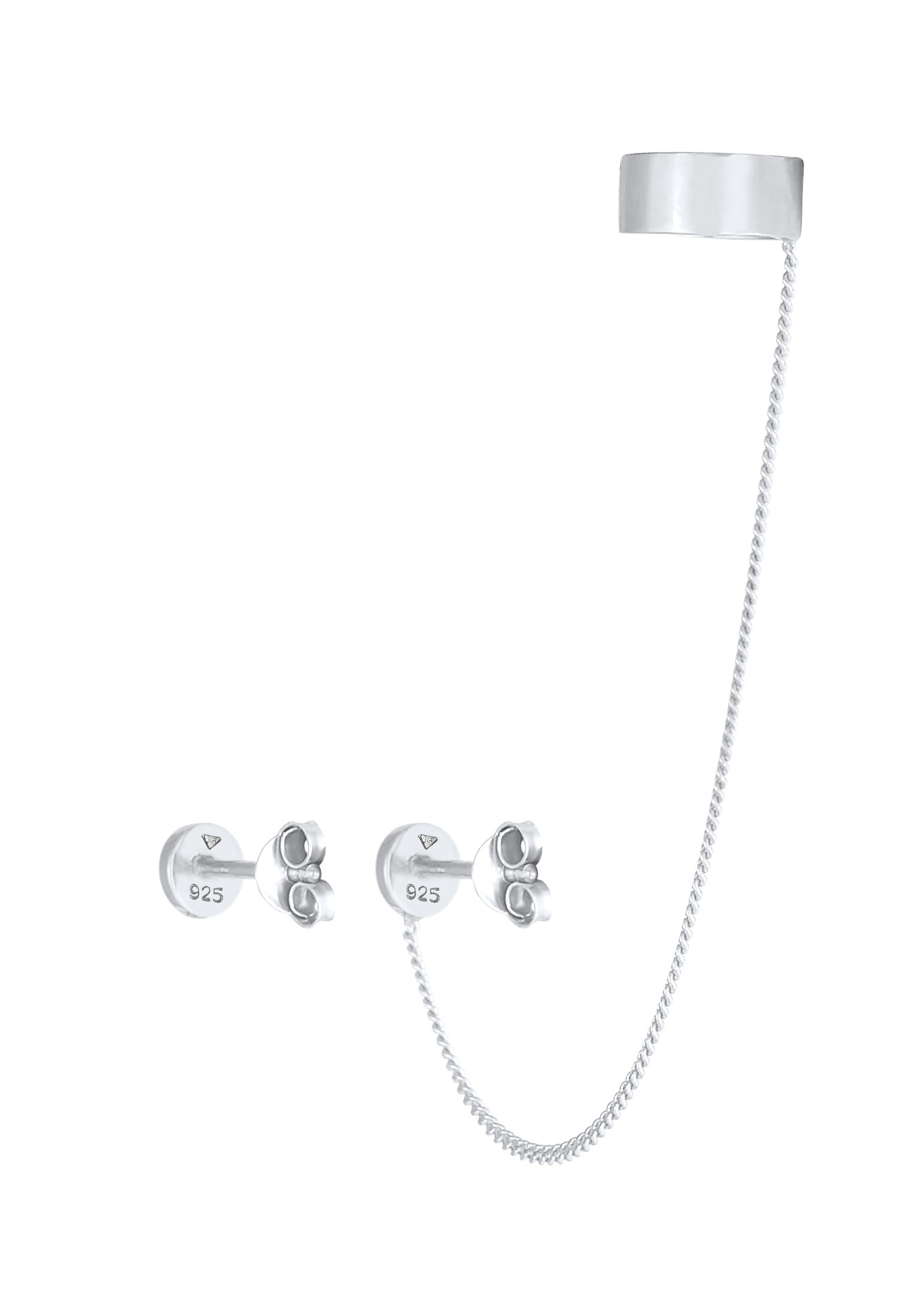 Elli Paar Ohrstecker »Ohrringe Stecker Earcuff Klemme Rund Plättchen 925 Silber«