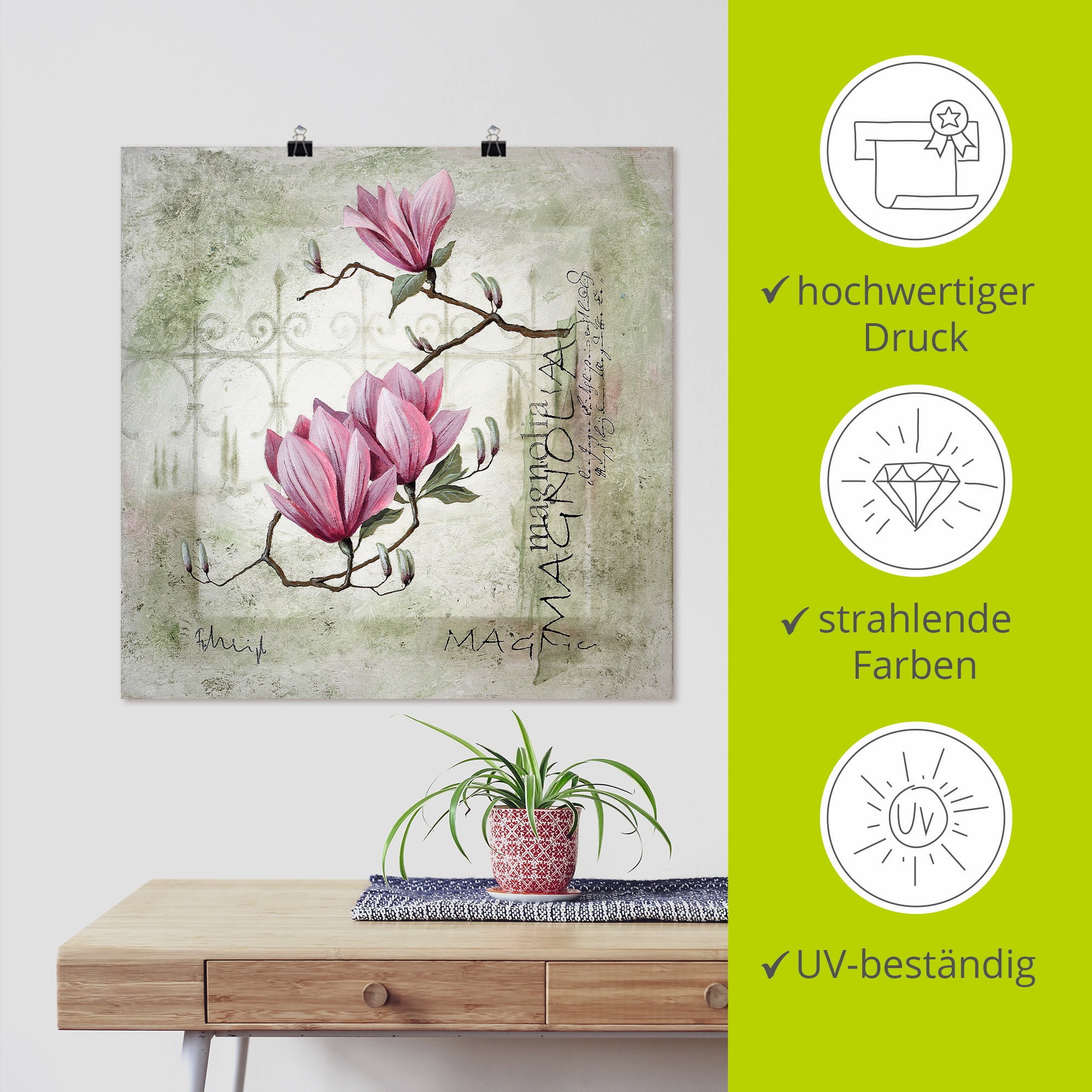 Artland Wandbild »Pinke Magnolie« 1 Stk. tlg. als Leinwandbild, Poster, Wandaufkleber in verschied. Größen