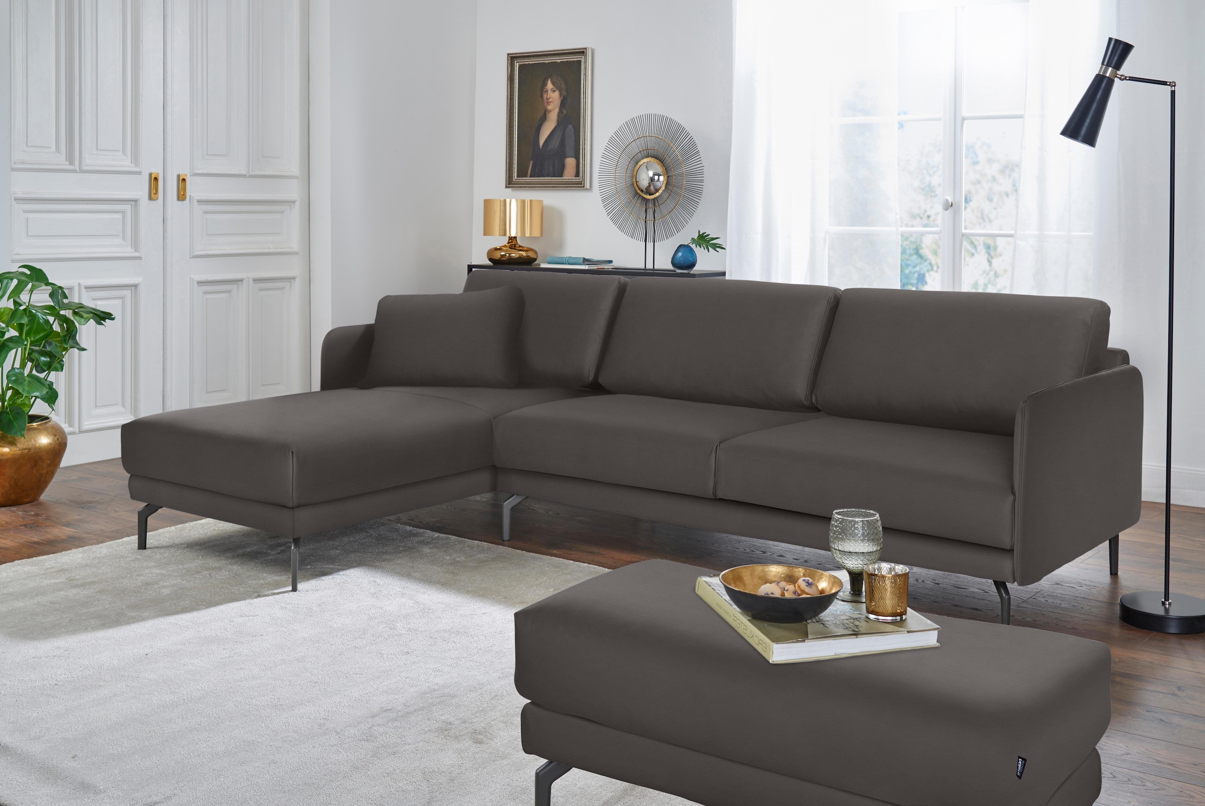 schmal, Alugussfüße Ecksofa »hs.450«, kaufen Armlehne sofa in 234 hülsta Breite sehr online cm, umbragrau