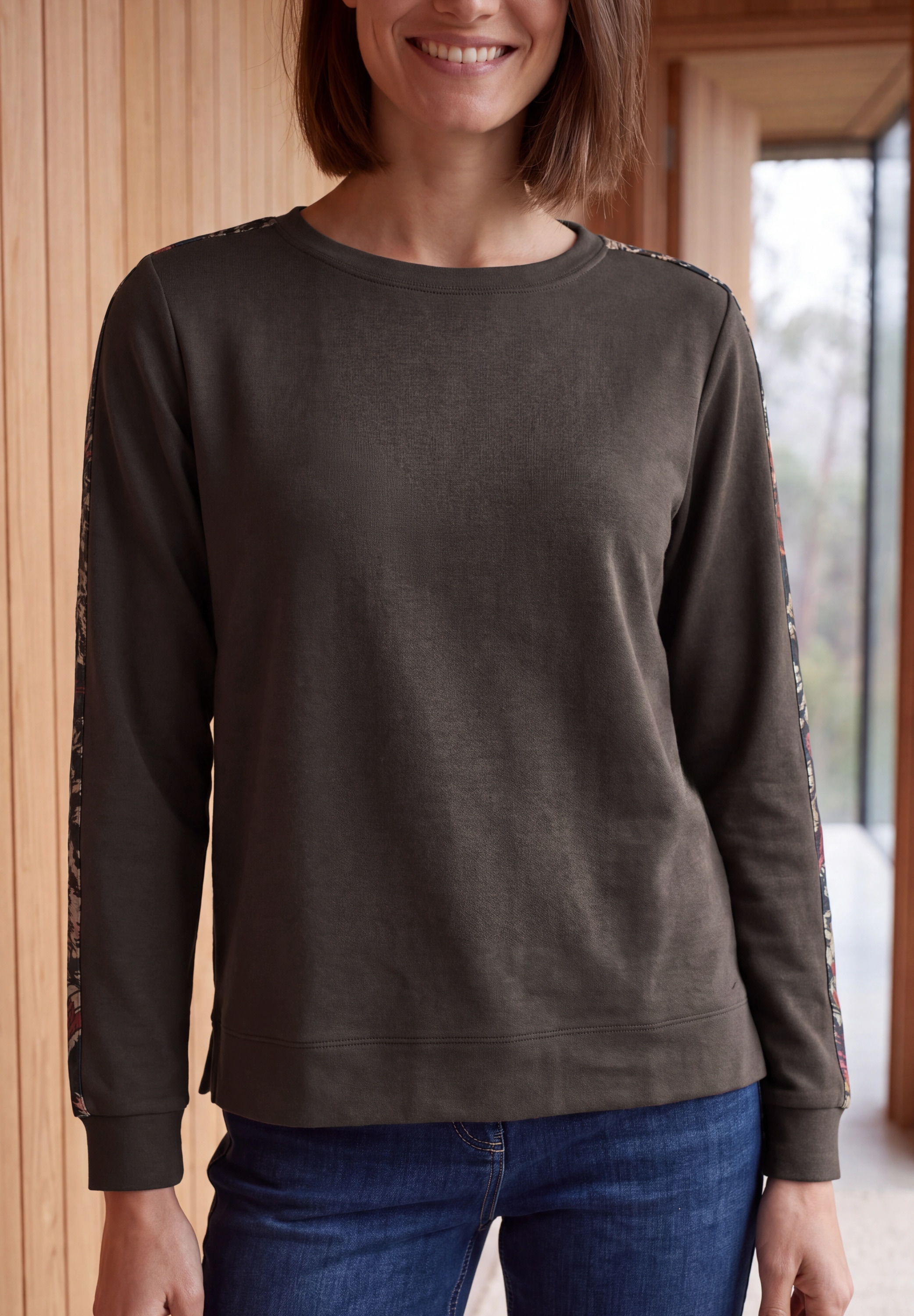 Cecil Langarmshirt mit Boat Neck und Print-Tape