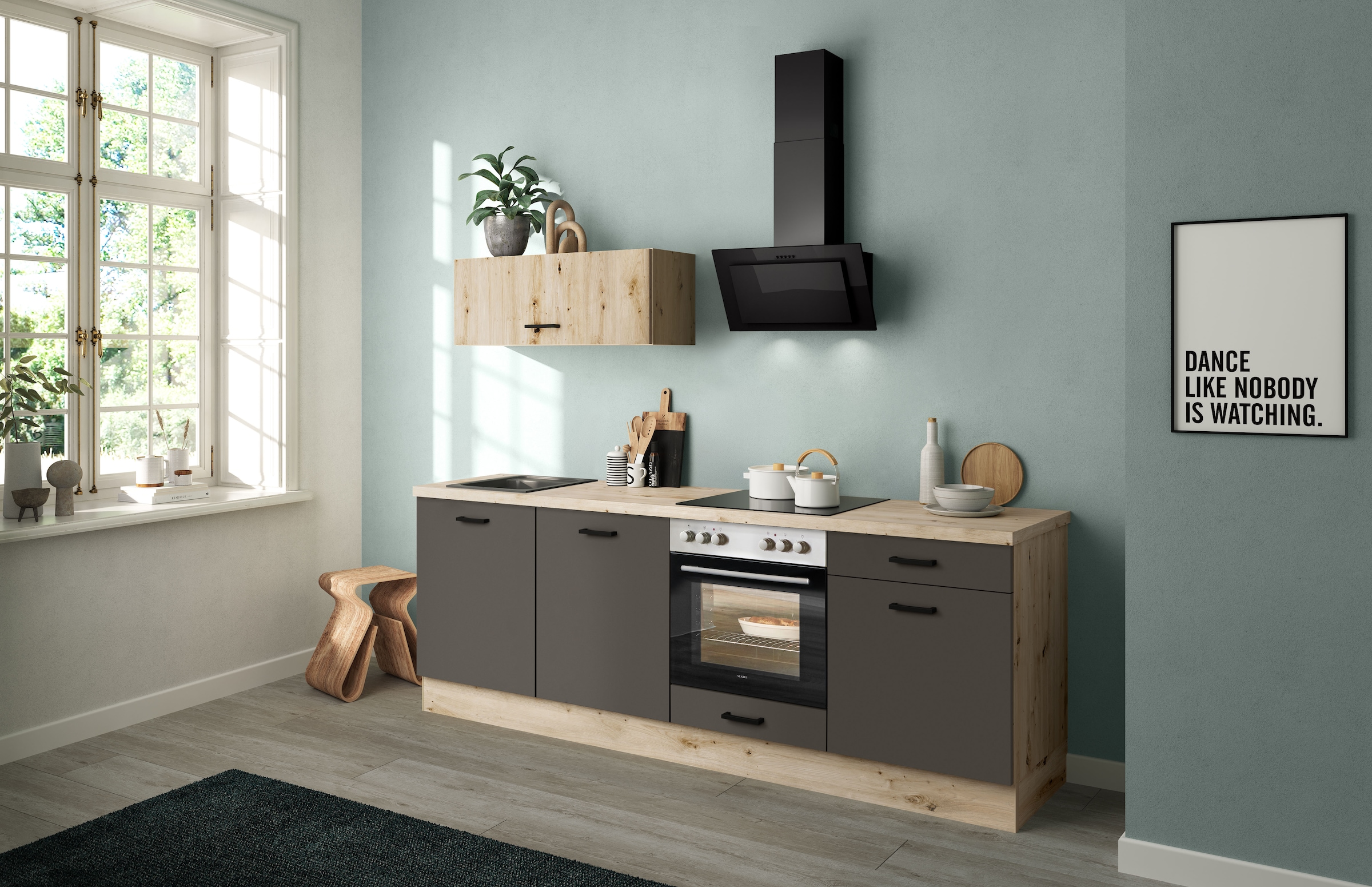 IMPULS KÜCHEN Küchenzeile »Lissabon, Ausrichtung wählbar, Schubkästen mit Soft-Close« Set,  vormontiert, in verschiedenen Farben erhältlich, Breite 240 cm