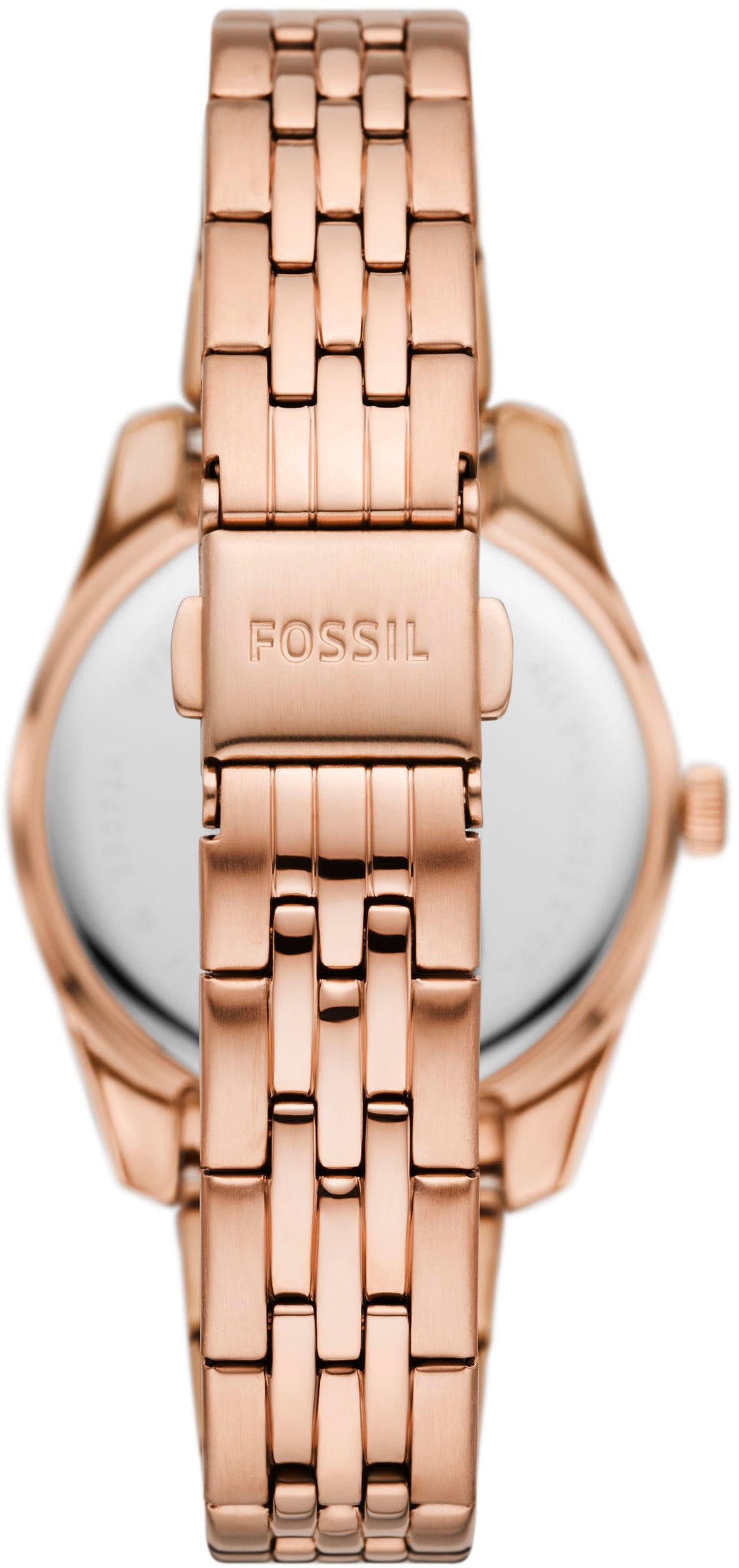 Fossil Quarzuhr »SCARLETTE MINI«, Armbanduhr, Damenuhr, Edelstahlarmband, analog, Tag