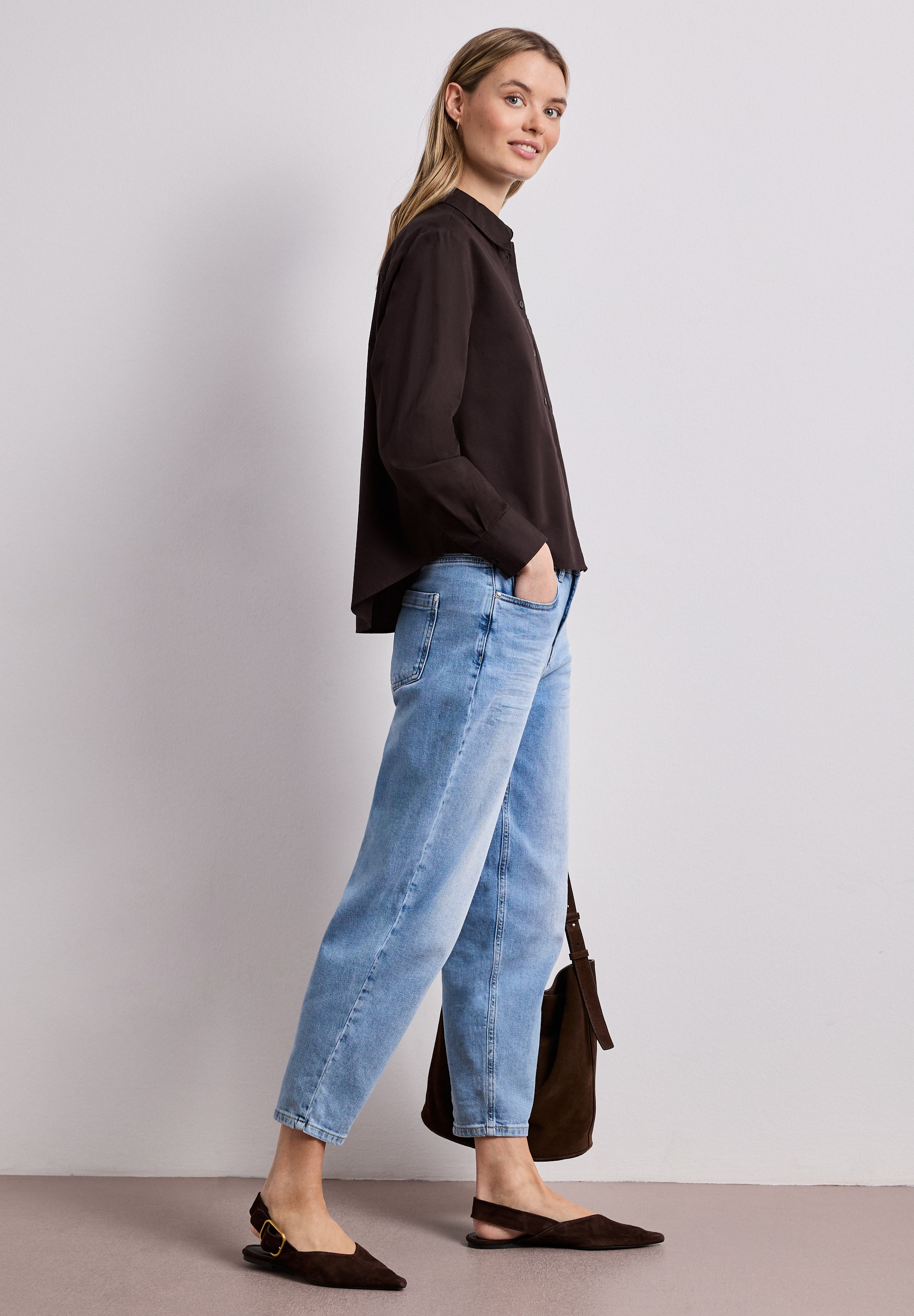STREET ONE Langarmbluse mit Hemdkragen aus Twill