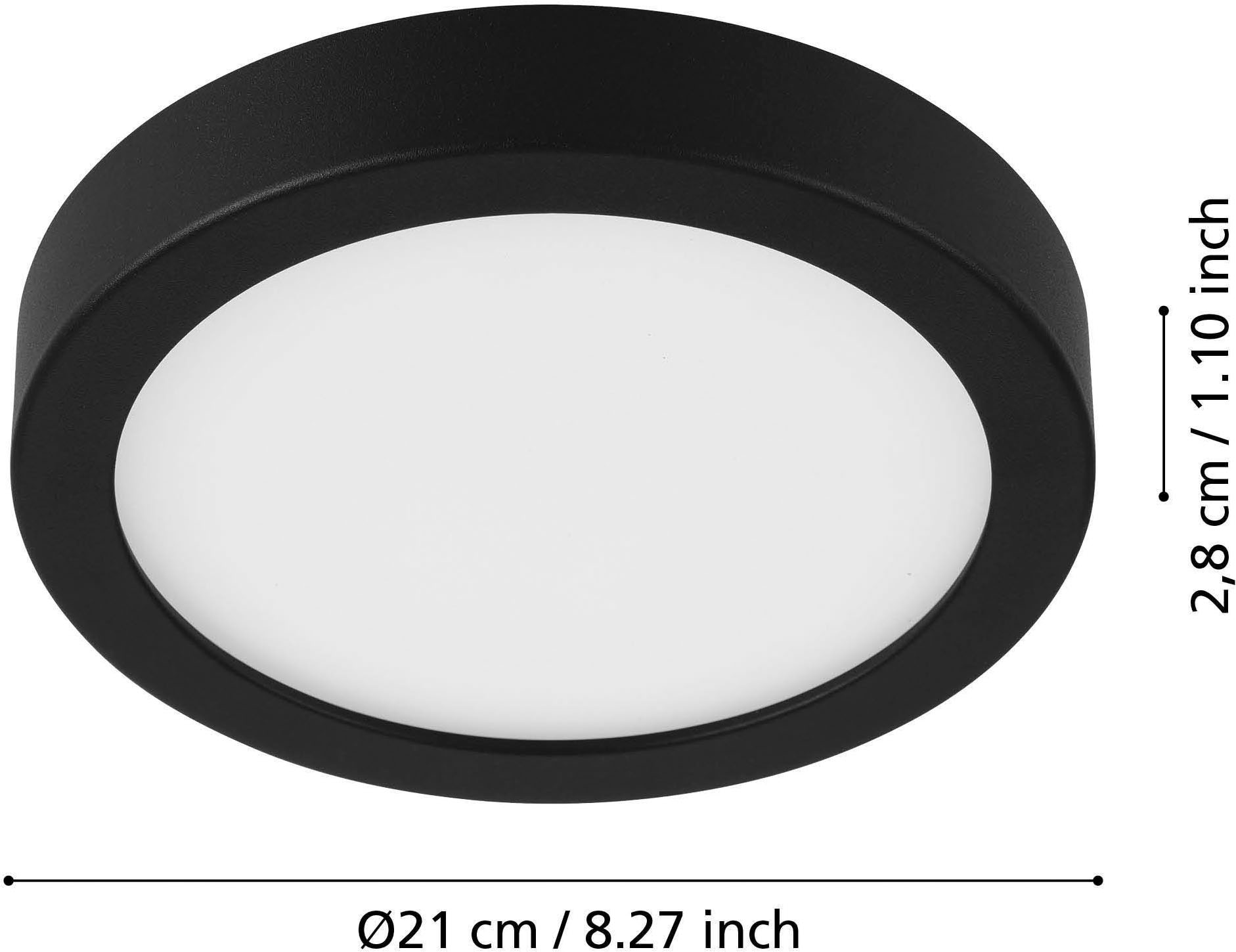EGLO Aufbauleuchte »Fueva 5 Deckenlampe, Aufbaulampe, Metall und Kunststoff, Flurlampe« LED-Modul 1 Stk. Warmweiß Aufbauleuchte - H2,8 x Ø21 cm - schwarz - 17W inkl.