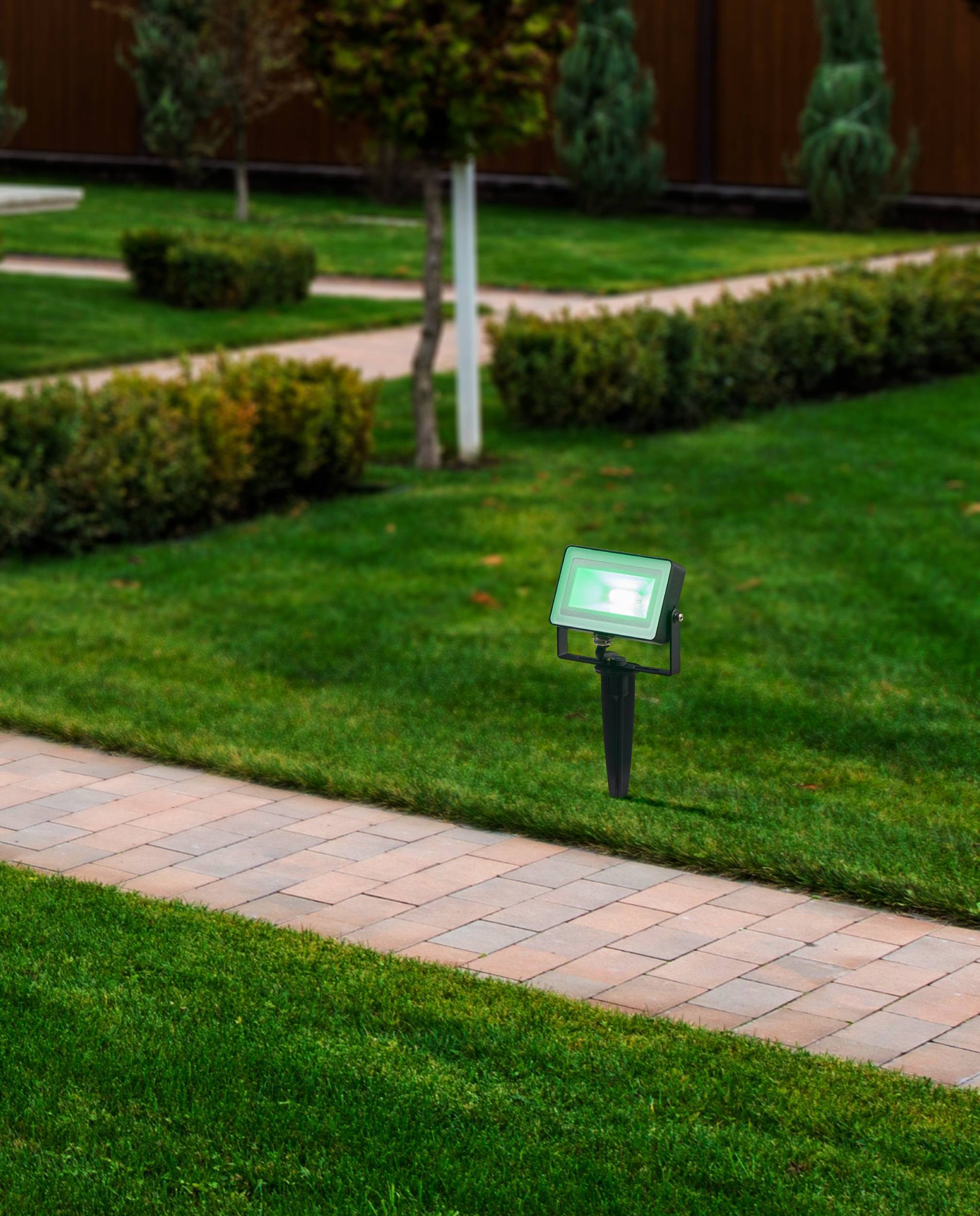 EGLO LED Wandstrahler »Faedo 4 Außenlampe, Außen-Strahler, Gartenbeleuchtung, Erdspieß, IP44« LED-Modul 1 Stk. RGB | Warmweiß Stehleuchte - L13 x H9 x AL2,5 cm - schwarz - 10W inkl.