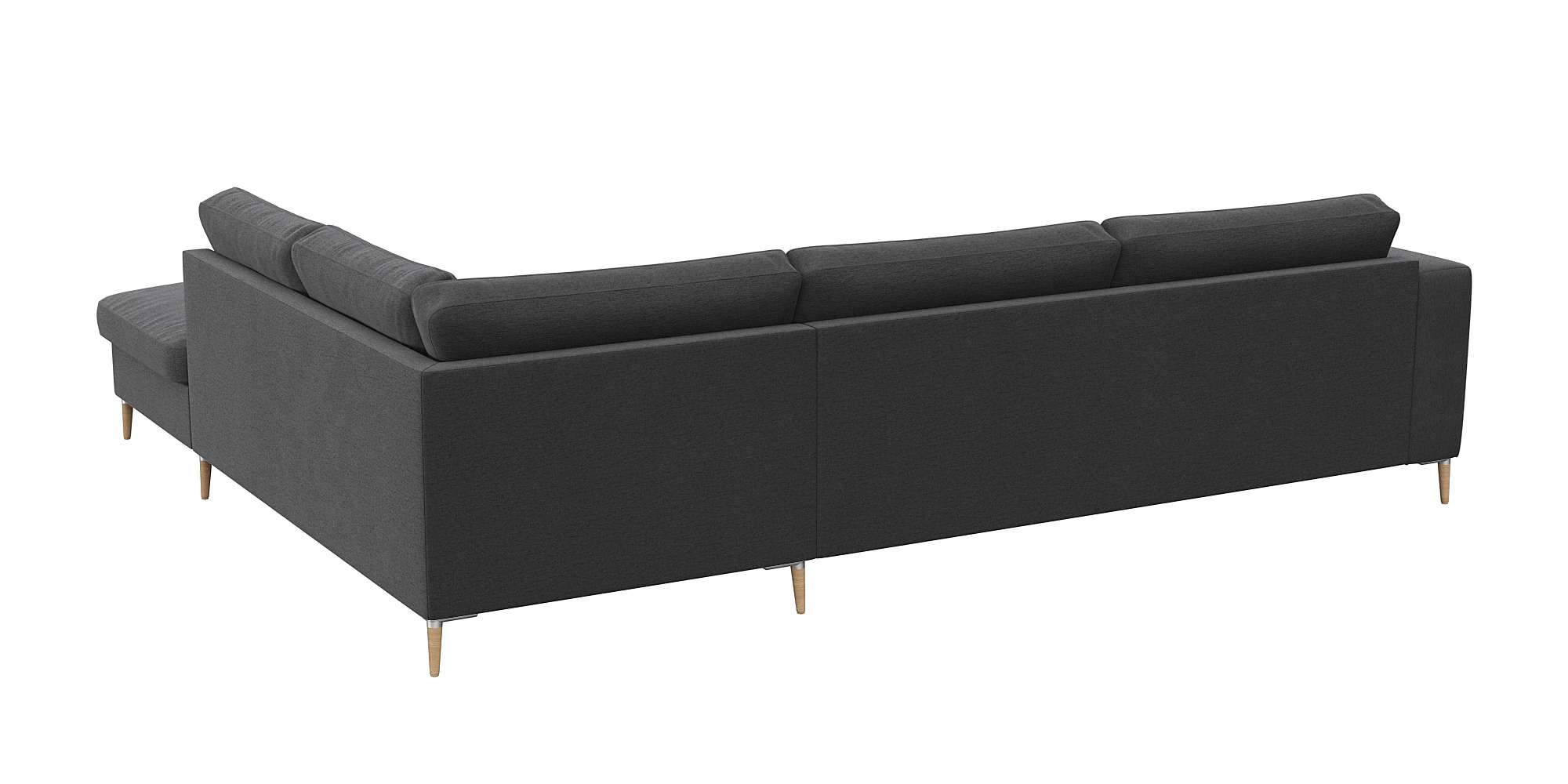 FLEXLUX Ecksofa »Fiore, Sitzaufbau mit hochwertigem Kaltschaum für mehr Sitzkomfort« breite Armlehnen,  L-Form, Füße Alu/Eiche