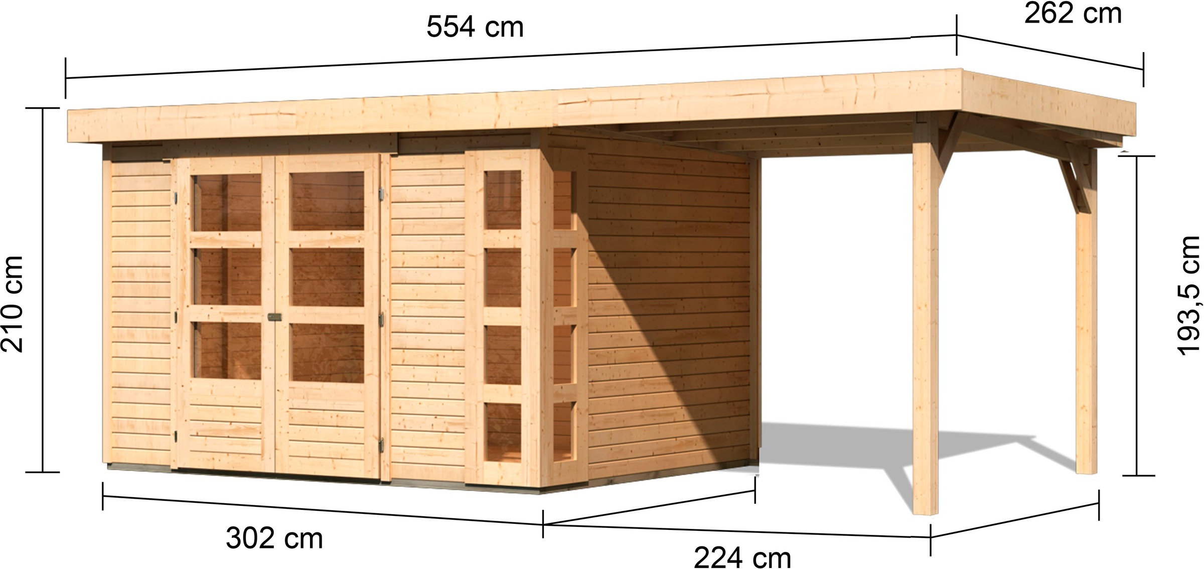 Karibu Gartenhaus »Kerko 5«, mit Anbaudach