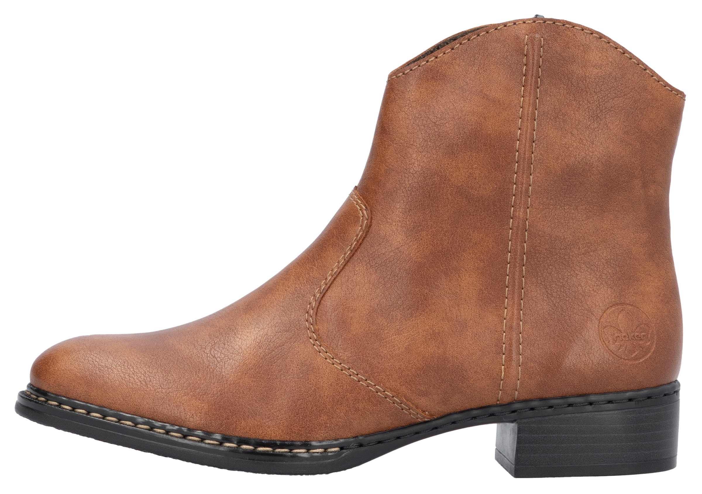 Rieker Cowboy Stiefelette, Westernstiefelette, Stiefelette, Blockabsatz mit Reißverschluss