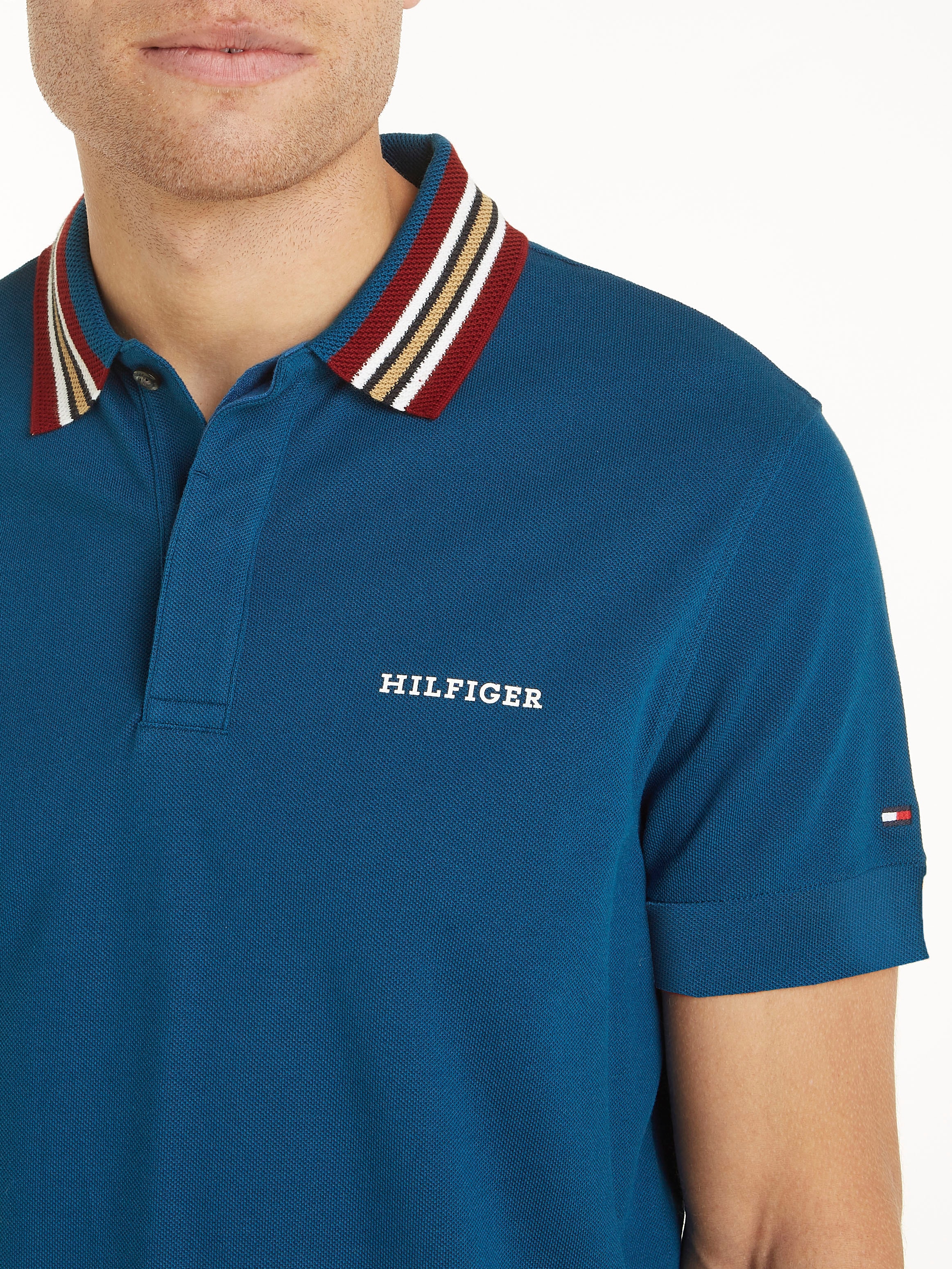 Tommy Hilfiger Poloshirt »GIFTING POLO RWB COLLAR REG POLO«, Streifen an Kragen und Bündchen