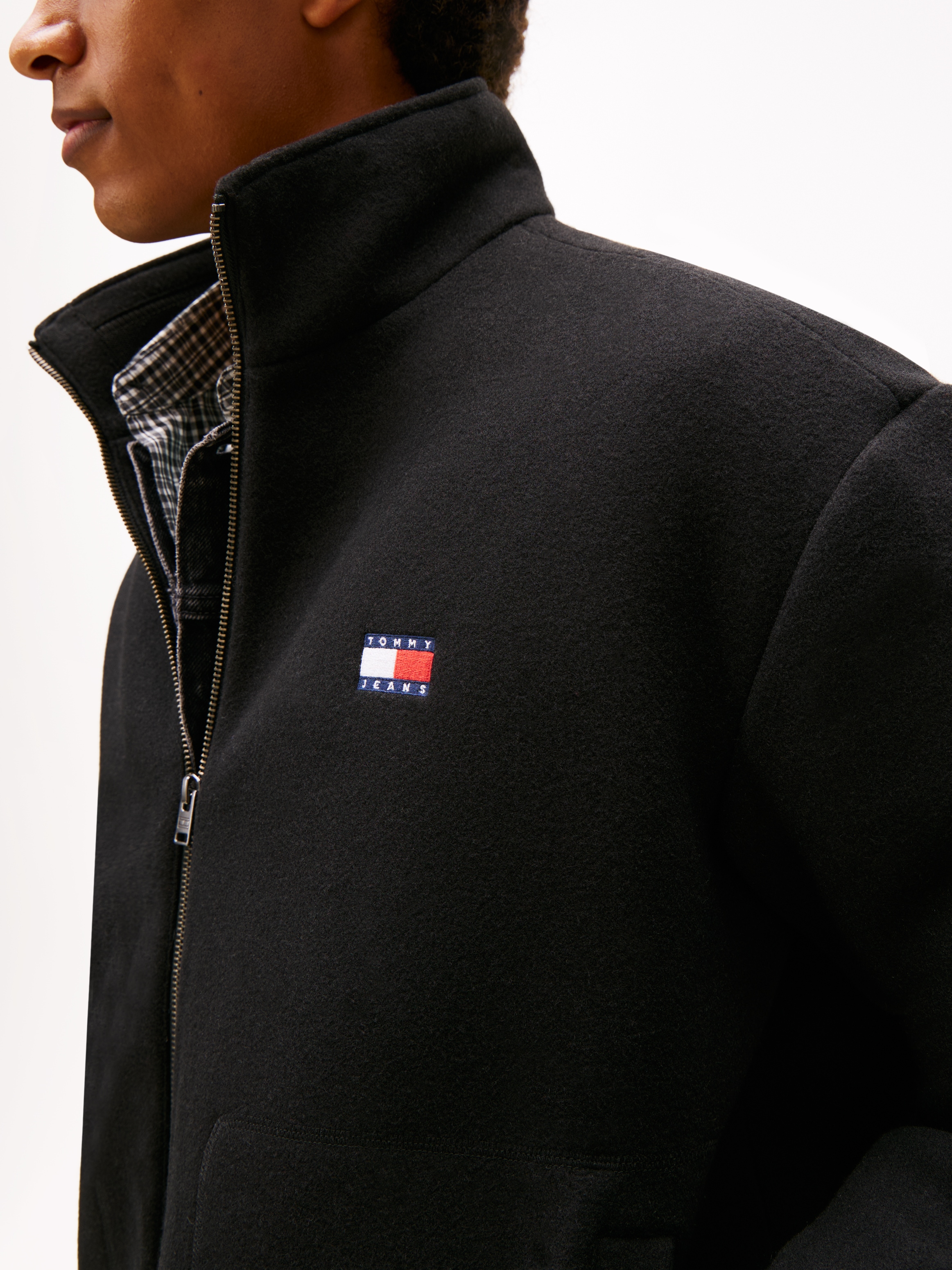 Tommy Jeans Fleecejacke »TJM ESSENTIAL WOOL PADDED« relaxed fit, Stehkragen