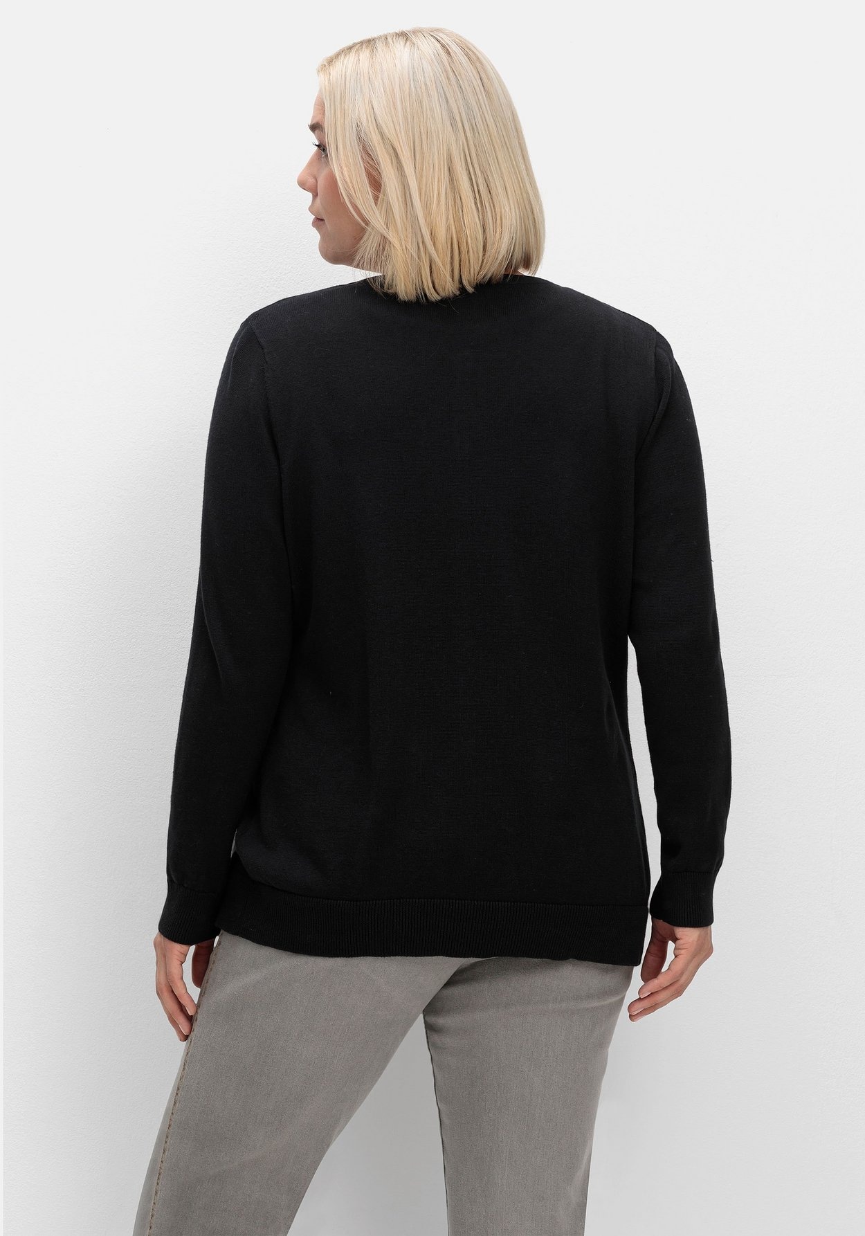 Sheego Strickjacke »Feinstrickjacke aus Baumwolle, mit Knopfleiste«